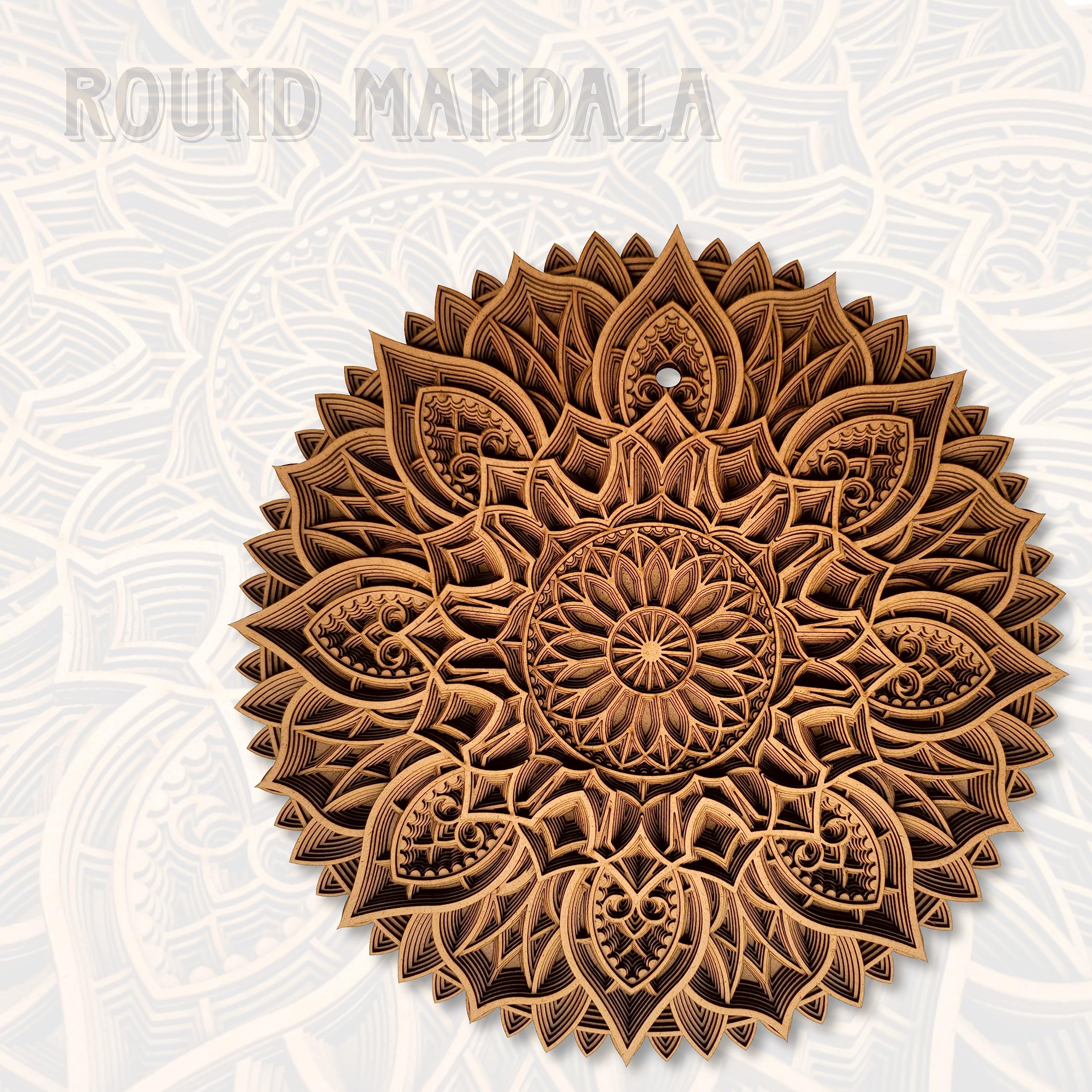 Gloridec Wooden 3D Mandala Wall Decore | Decorative Multi Layered Round Mandala Wall Art, Living Room Wall Hanging | Mandala Wal
