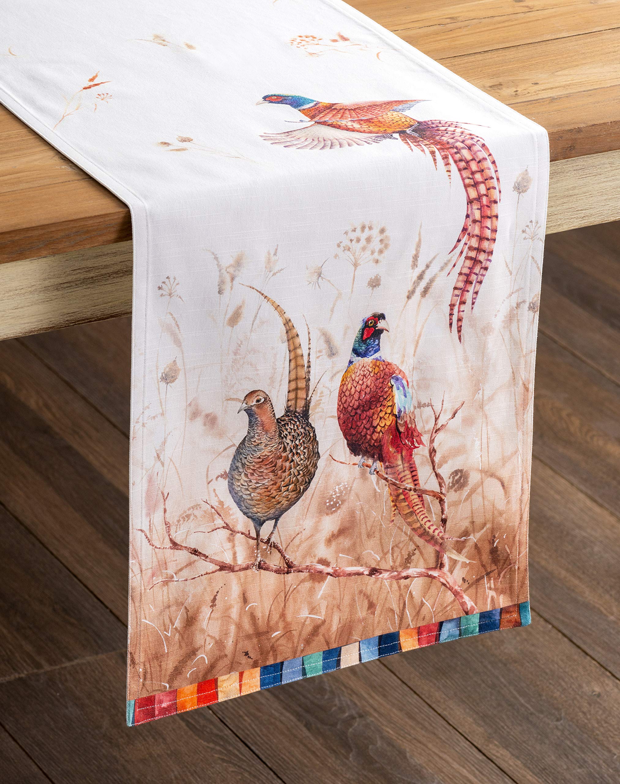Maison D' Hermine Tablerunners 100% Cotton Decorative Tablerunner Table Cover, Holiday, Dinner & Dining, Faisan D'Automne (Doubl