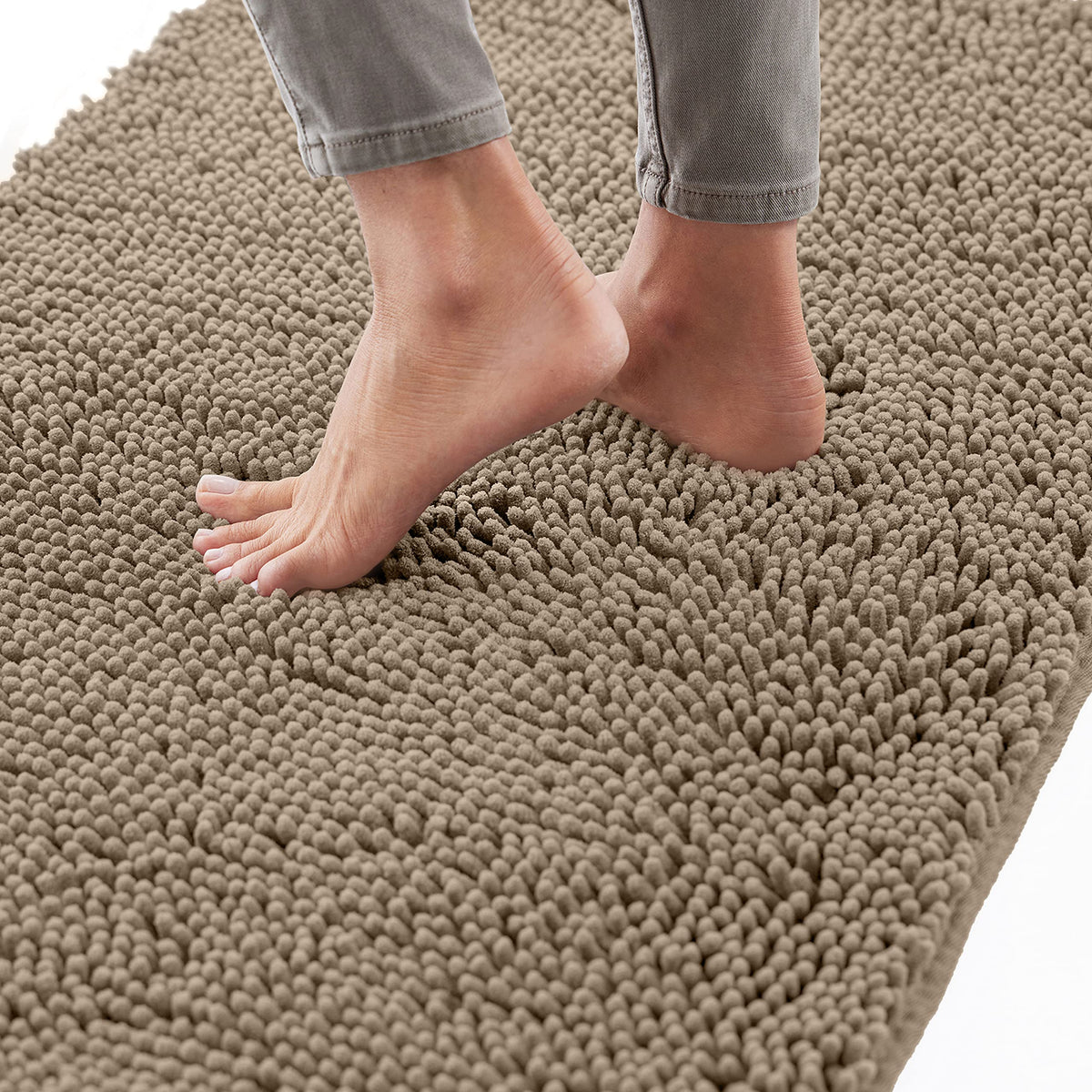 Gorilla Grip Bath Rug, 48X24, Thick Soft Absorbent Chenille Rubber Backing Bathroom Rugs, Microfiber Dries Quickly, Shaggy Machi