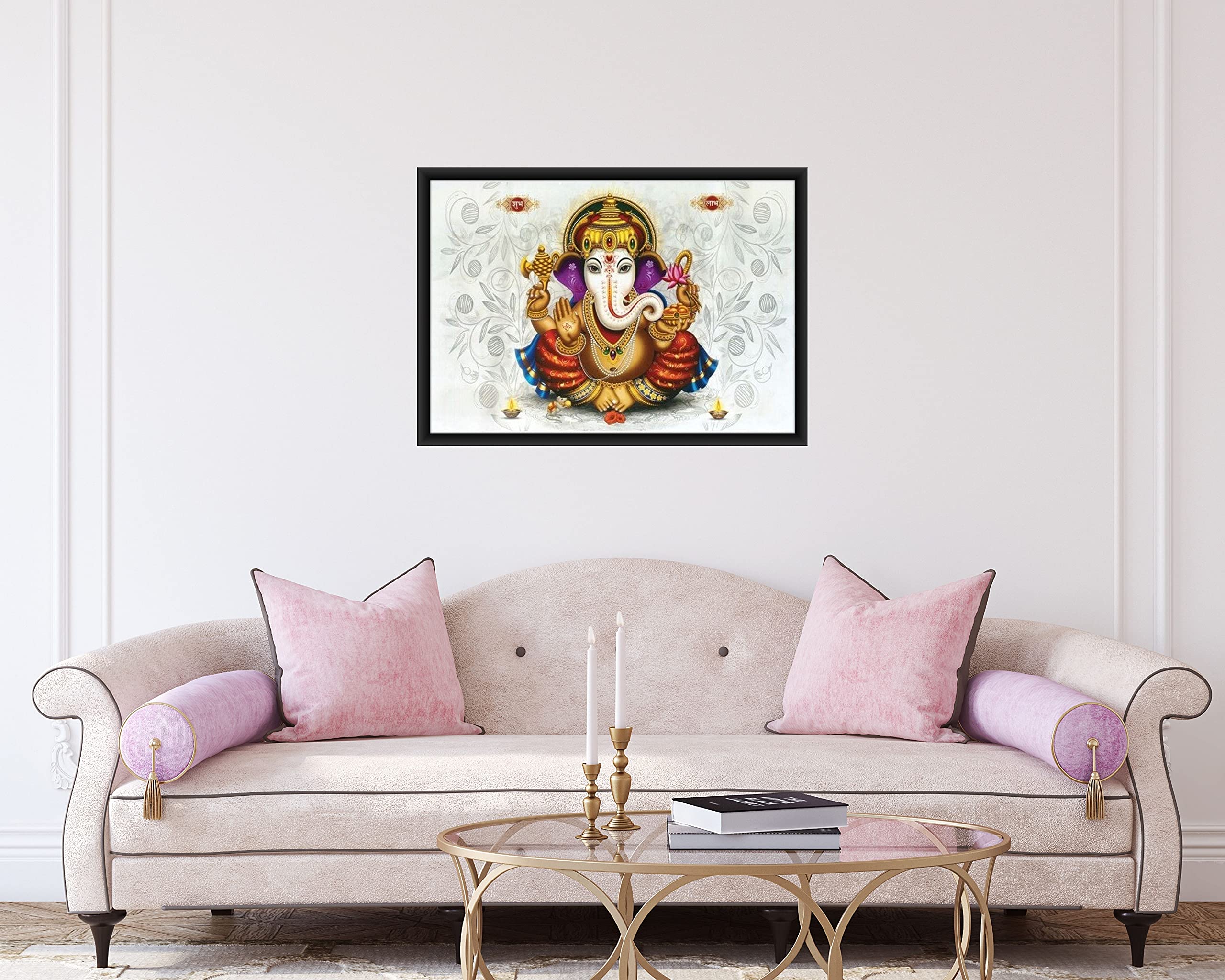 Poylaamo, Ganesh Ji Painting Ganesha Framed 14 * 20 inches Wall Painting for Living Room, Bedroom. (GA32)