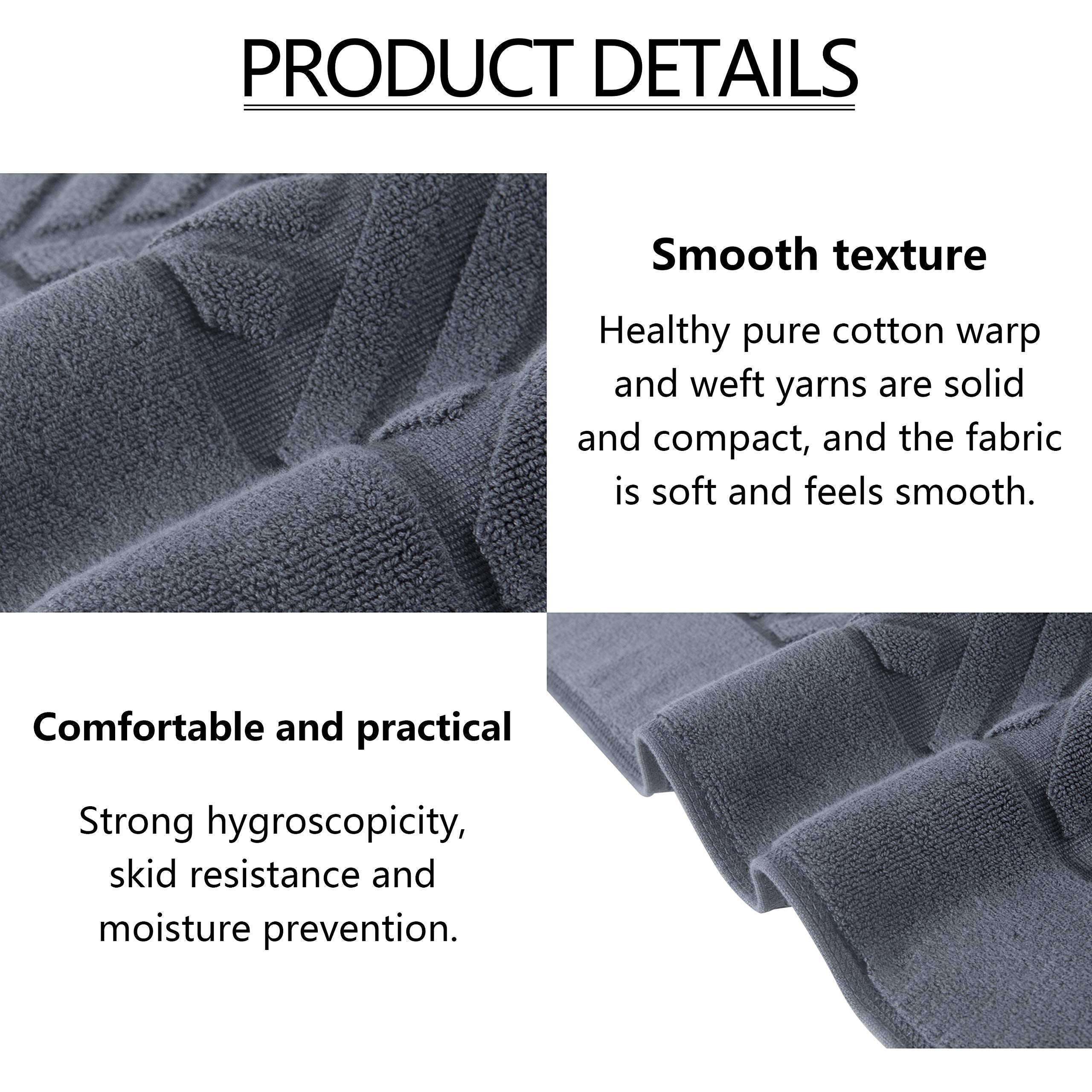 Tomoro Luxury Bath Mat Towels - 2 Pieces Cotton Absorbent Hotel Spa Shower Floor Towel Set For Bathroom Rug Pad 20 X 32 Inches