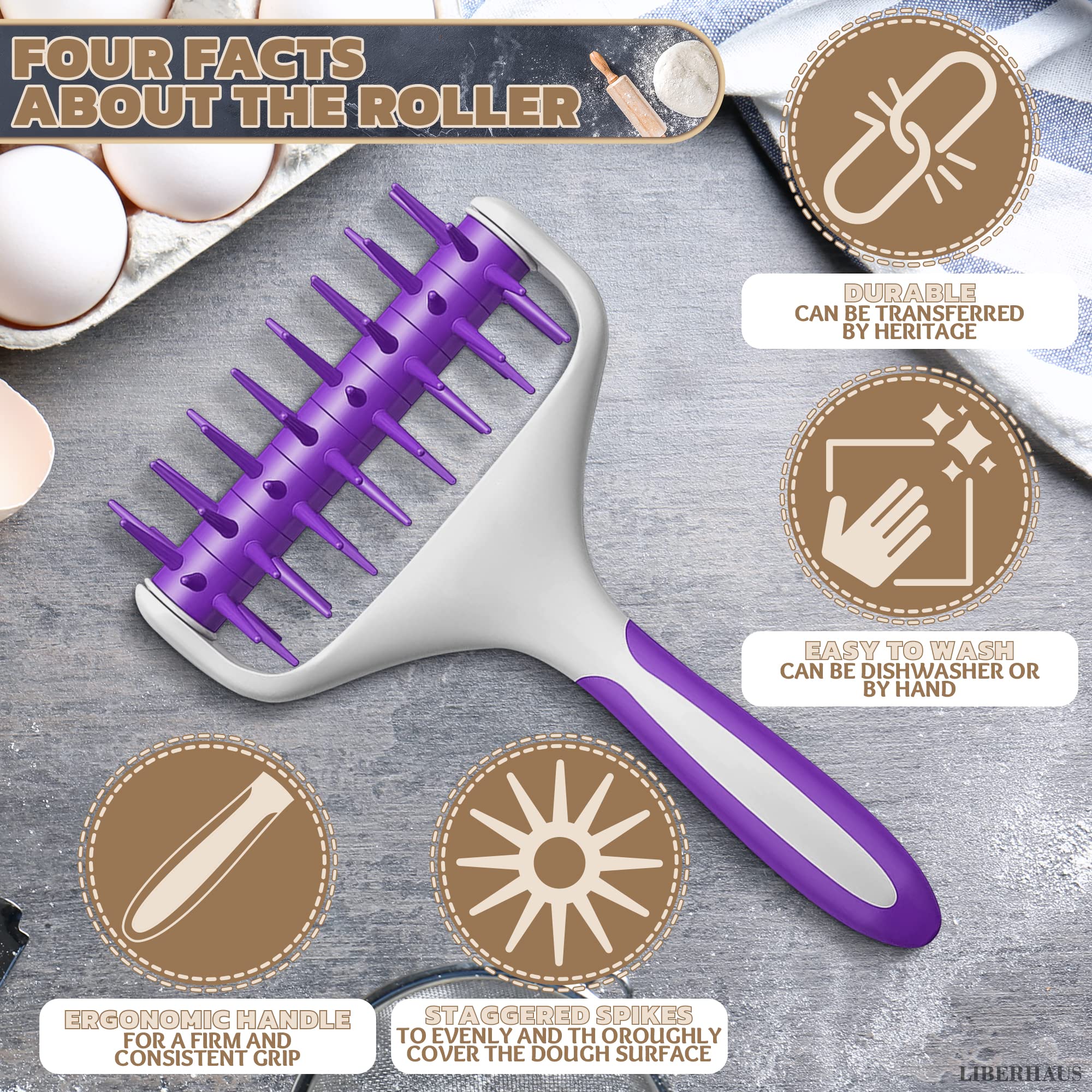Pizza Dough Docker Roller - Pizza Roller Spikes For Pizza Crust Pastry Roller With Handle Pizza Docker Roller Pizza Hole Roller
