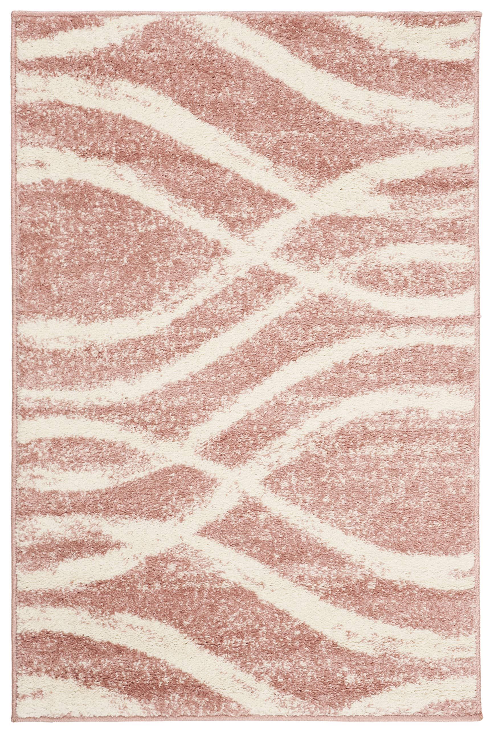 SAFAVIEH Adirondack Collection Accent Rug - 26 x 4, Rose & Cream, Modern Wave Distressed Design, Non-Shedding & Easy Care, Ide