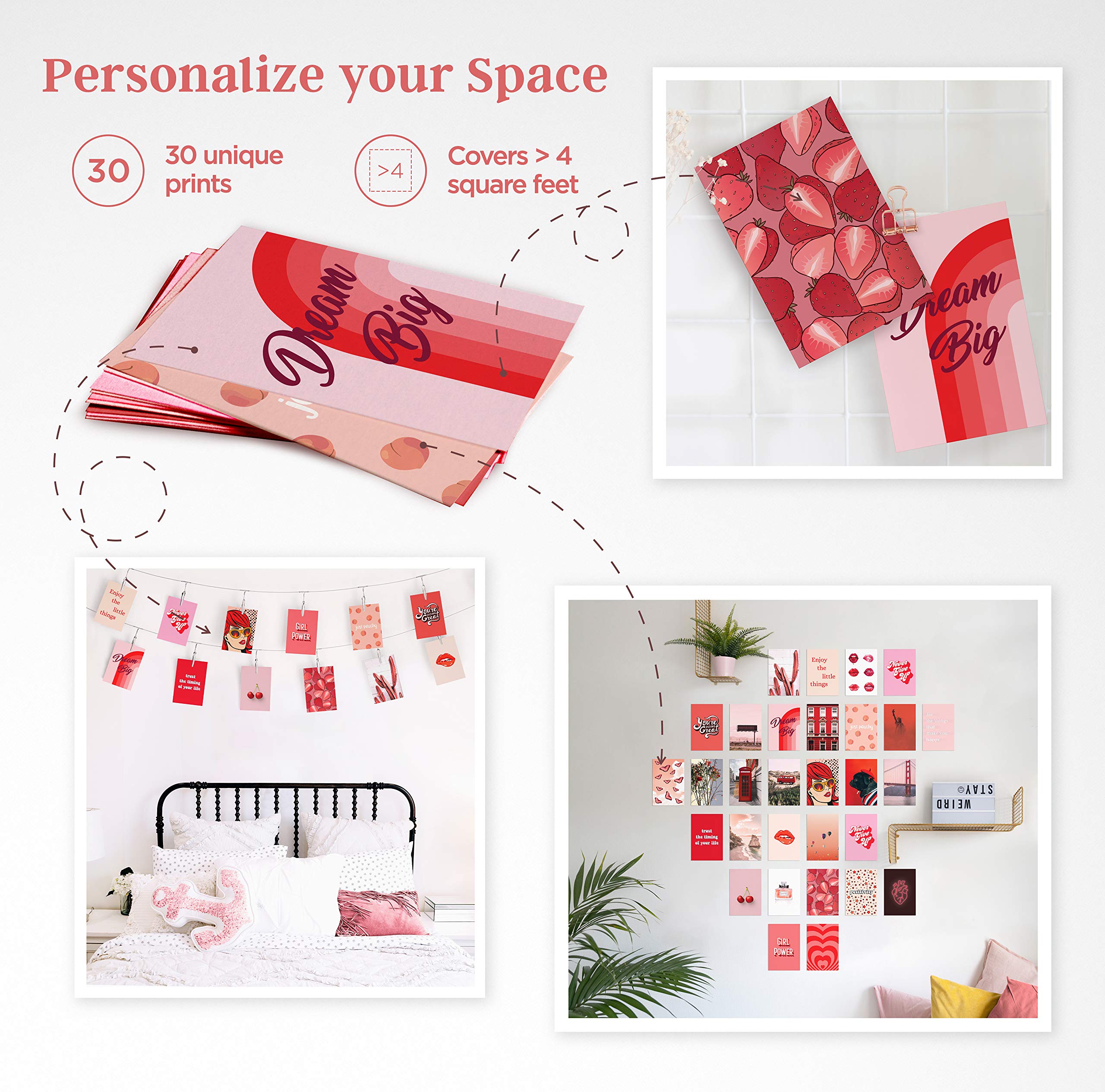 Haus And Hues Red Aesthetic Posters For Wall Collage Red Wall Art Aesthetic Wall Collage Kit Prints | Aesthetic Pictures For Wal