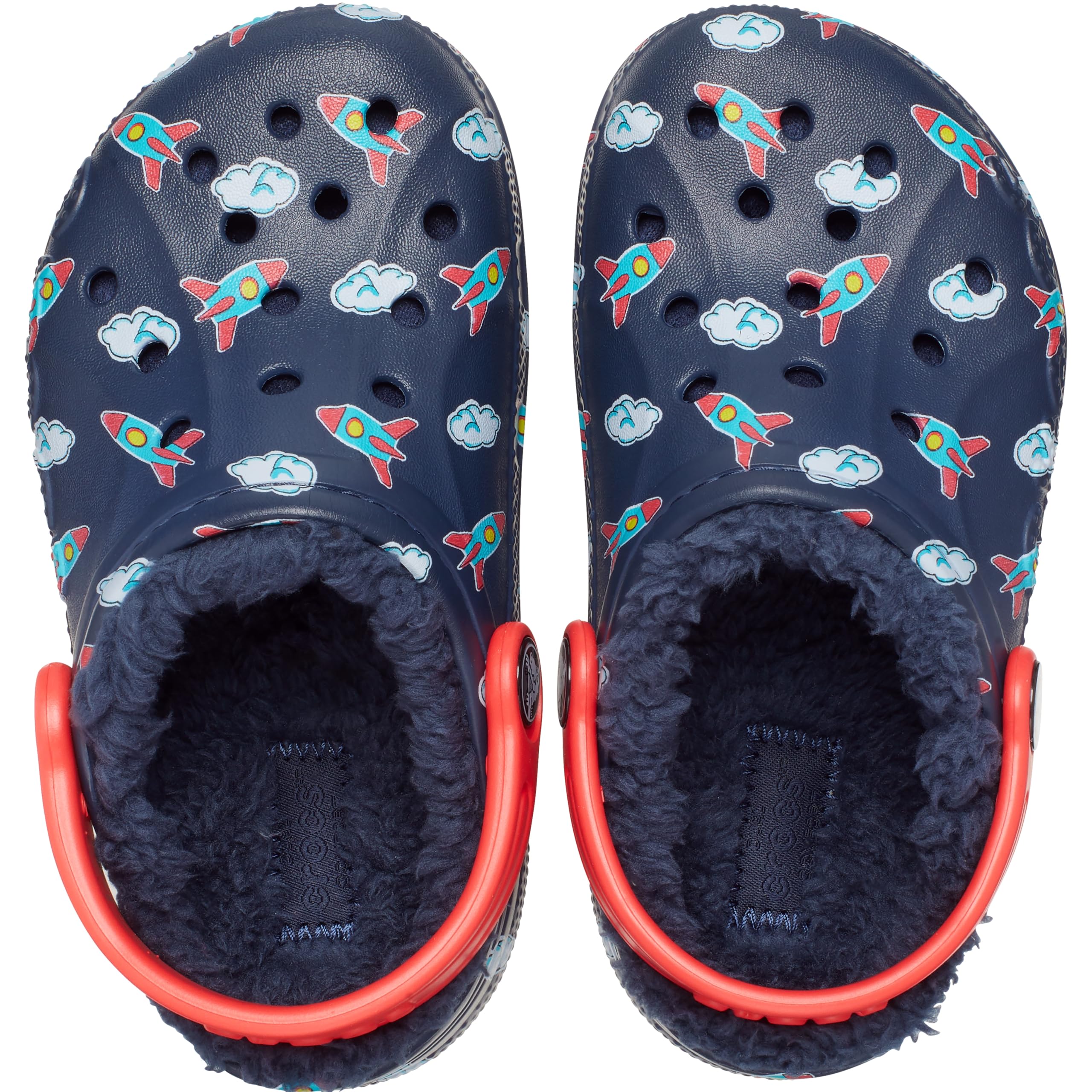 Crocs Baya Lined Clog  Kids Slippers, Rocket Ships, 6 Us Unisex Toddler