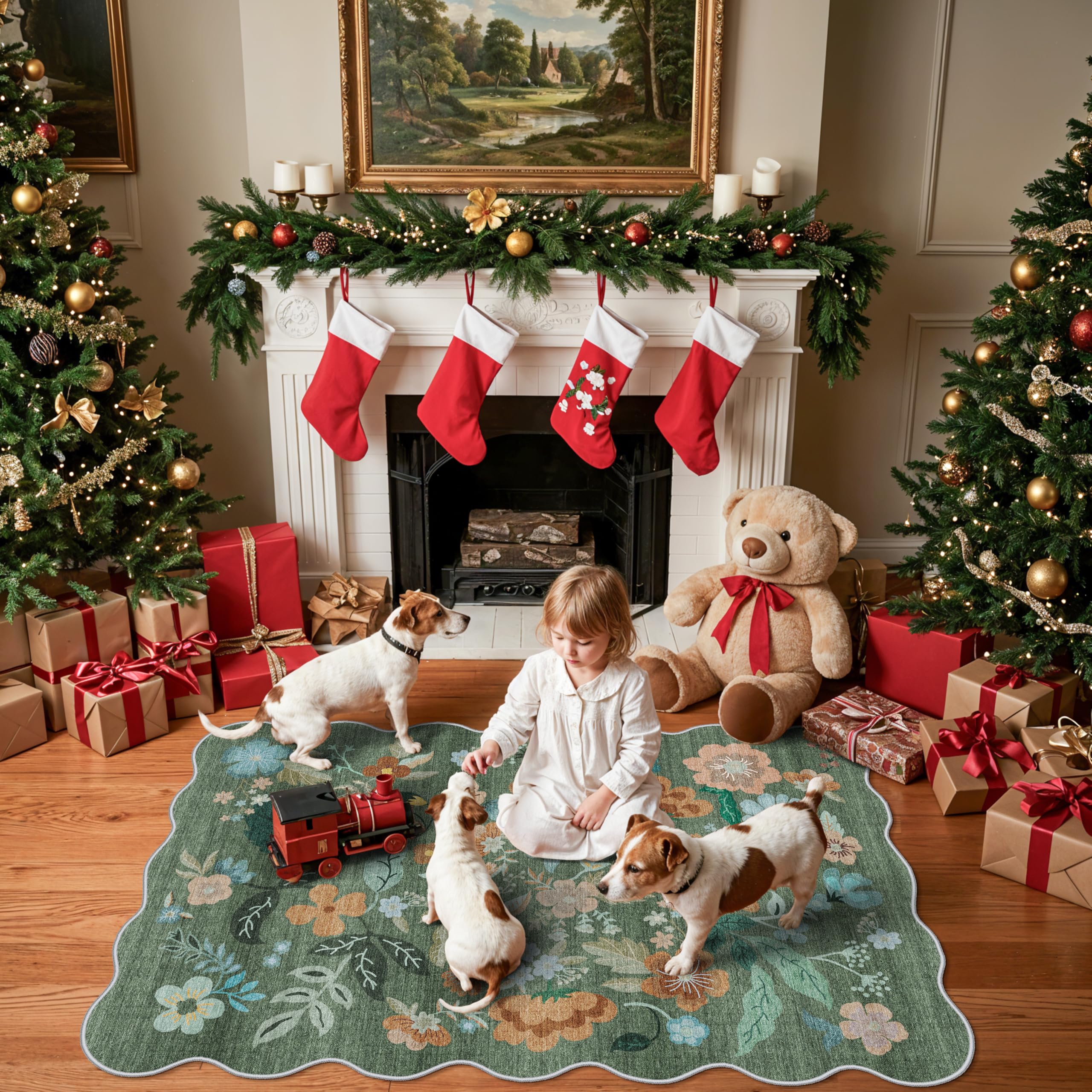 Washable 3x5 Entryway Area Rugs: Ultra Soft Low Pile Carpet for Kitchen Nursery Indoor Light-Weight Doormat Rug with Non-Slip Ba