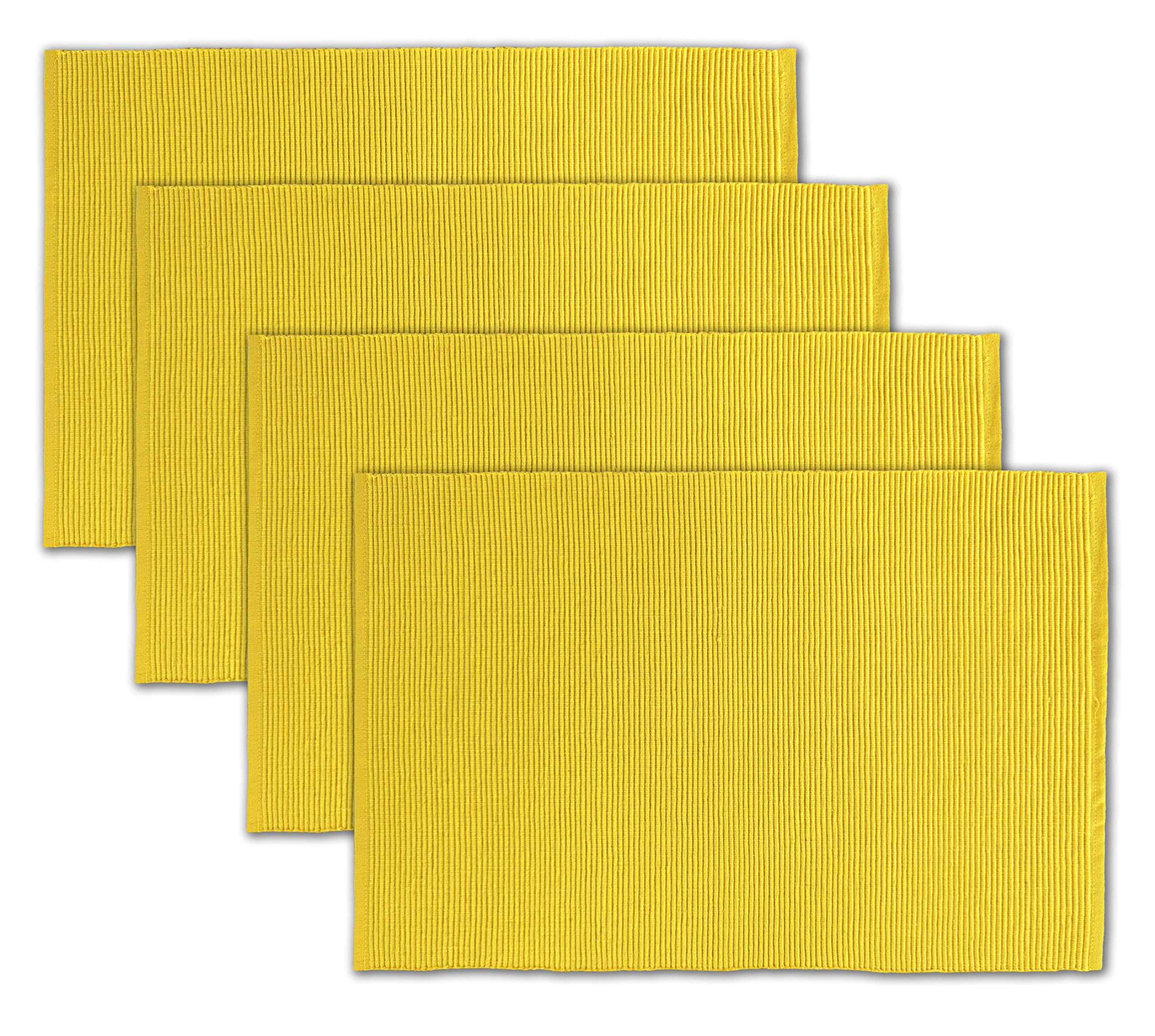 Avka Studio 100% Cotton Ribbed Placemats - Set Of 4-13 X 19 Inches - Yellow - Everyday/Thanksgiving/Fall Thick Construction Fabr
