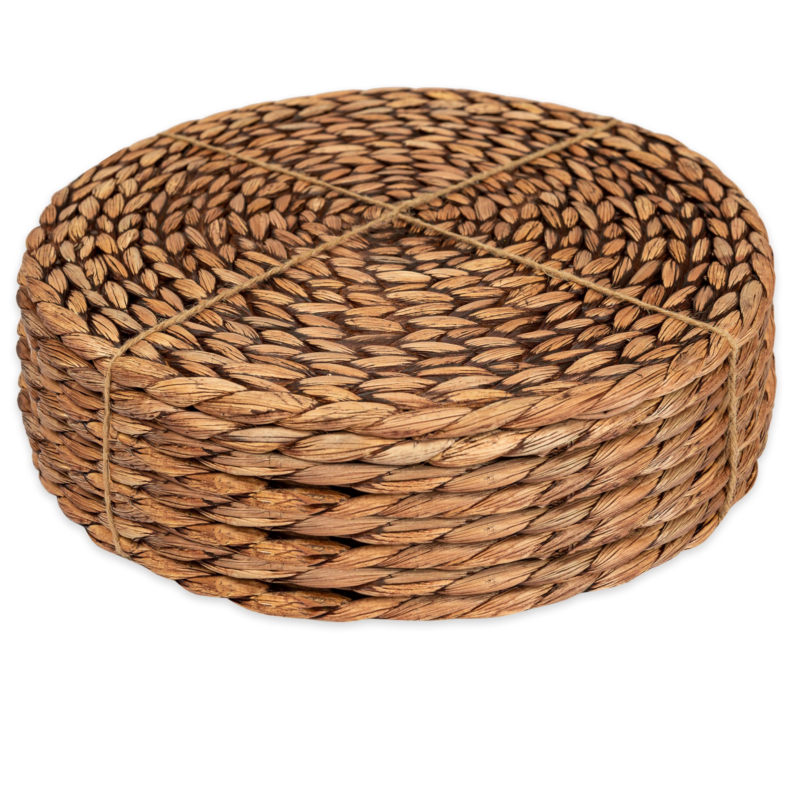 Cenboss Woven Placemats (11.8'' Set Of 8, Brown Wash) Round Placemats, Wicker Placemats, Rattan Placemats, Plate Chargers