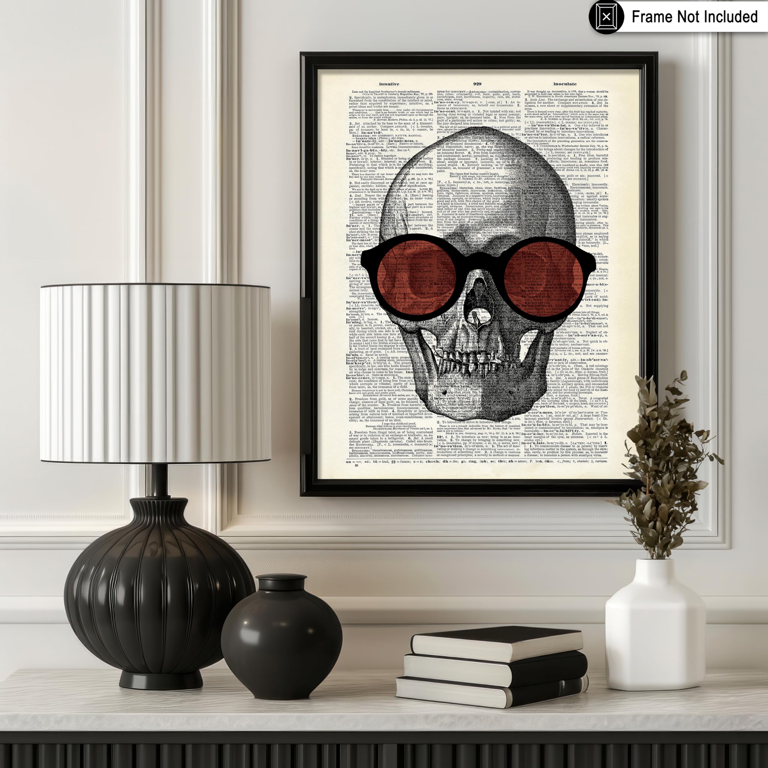 Poster Master Dictionary Art Poster - Skull In Sunglasses Print - Skeleton Art - Gift For Him, Her, Men, Women - Funny Gothic De