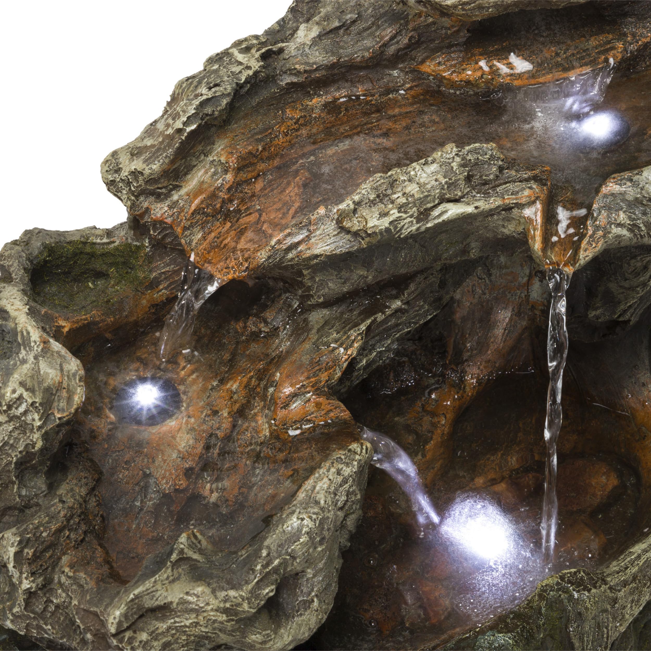 Alpine Corporation WIN1334 10 Tall Tabletop 3-Tier Waterfall Rock Fountain with LED Lights, Indoor Decorative Water Feature for