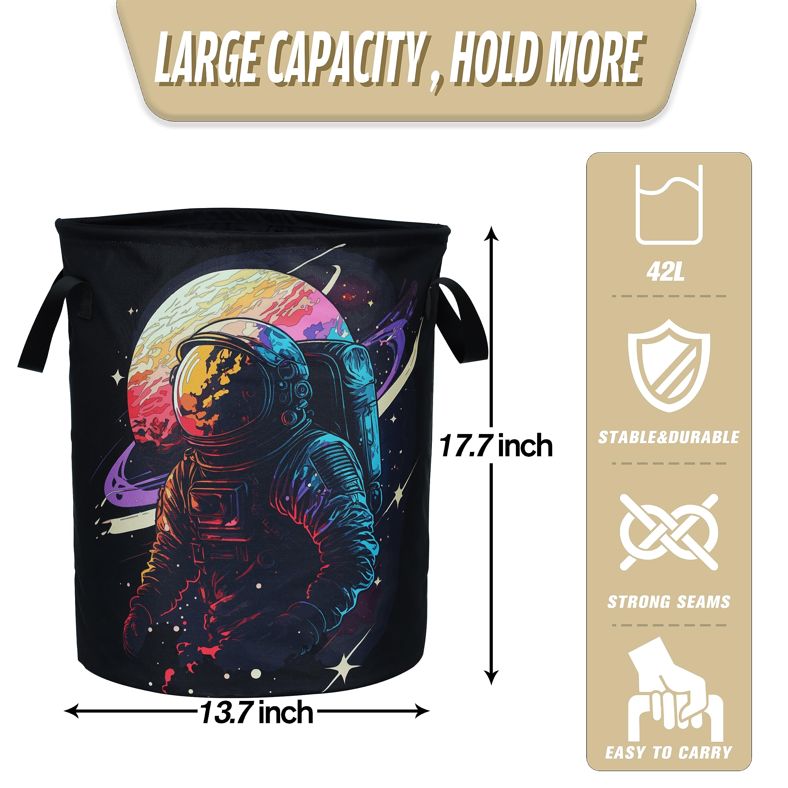 Astronaut Laundry Basket Universe Planet Foldable Oxford Cloth Funny Tote Bag Laundry Hamper Clothes Storage Bucket Organizer Fo