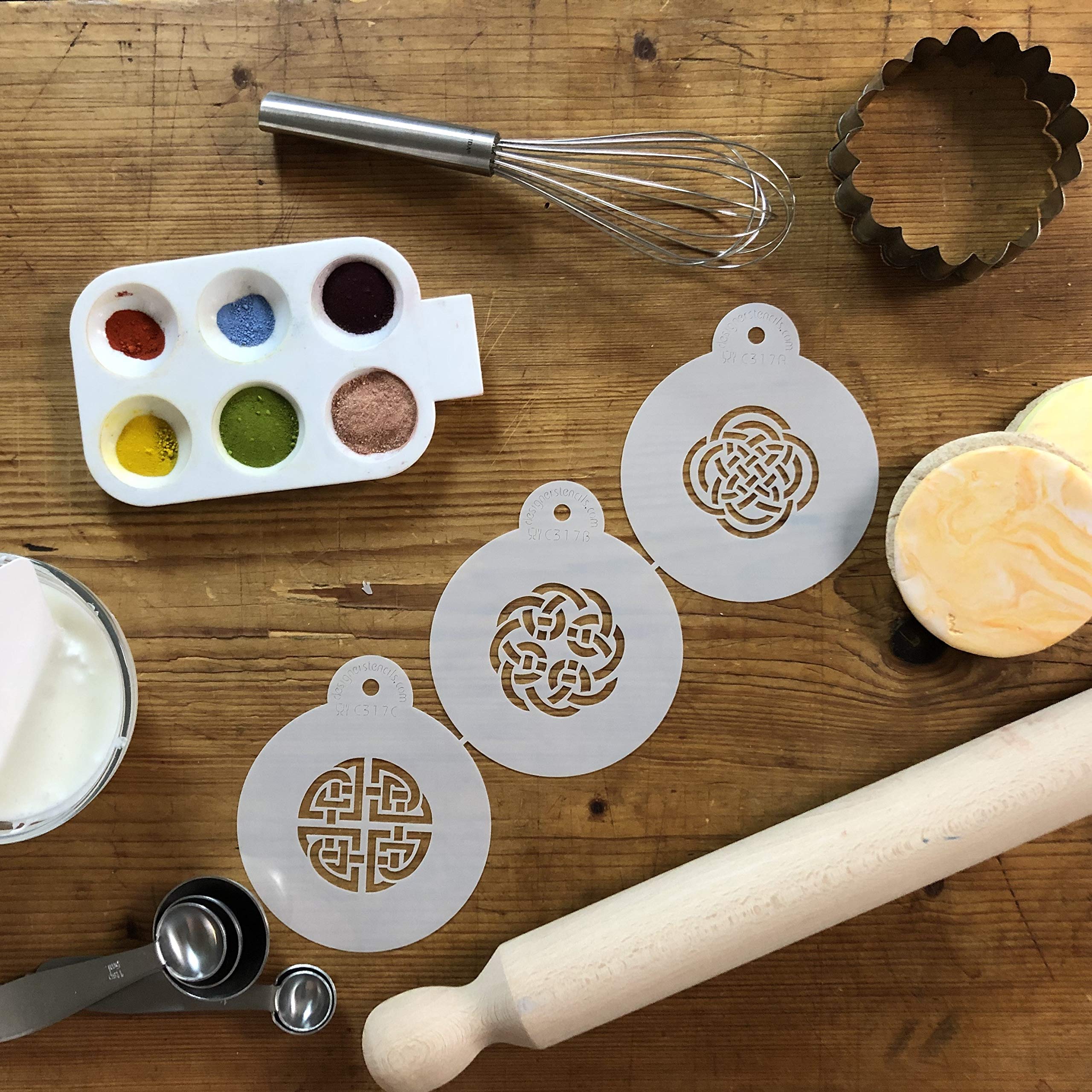 Designer Stencils C317 Celtic Knots Cookie Stencils, Beige/Semi-Transparent