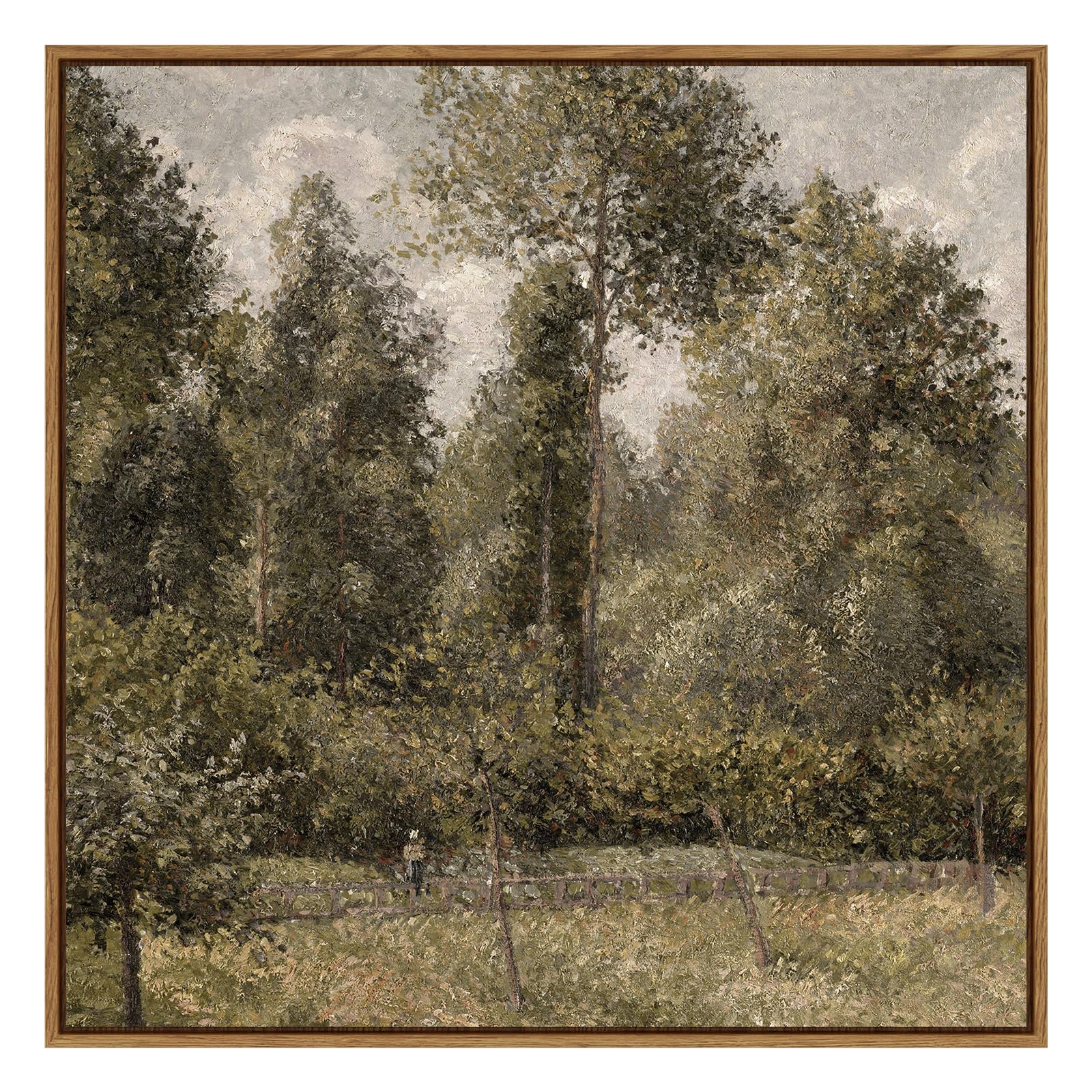 Insimsea Square Framed Canvas Wall Art, Farmhouse Decor Bushes Poplars Pictures Home Decor, Natural Landscape Wall Art Prints, C