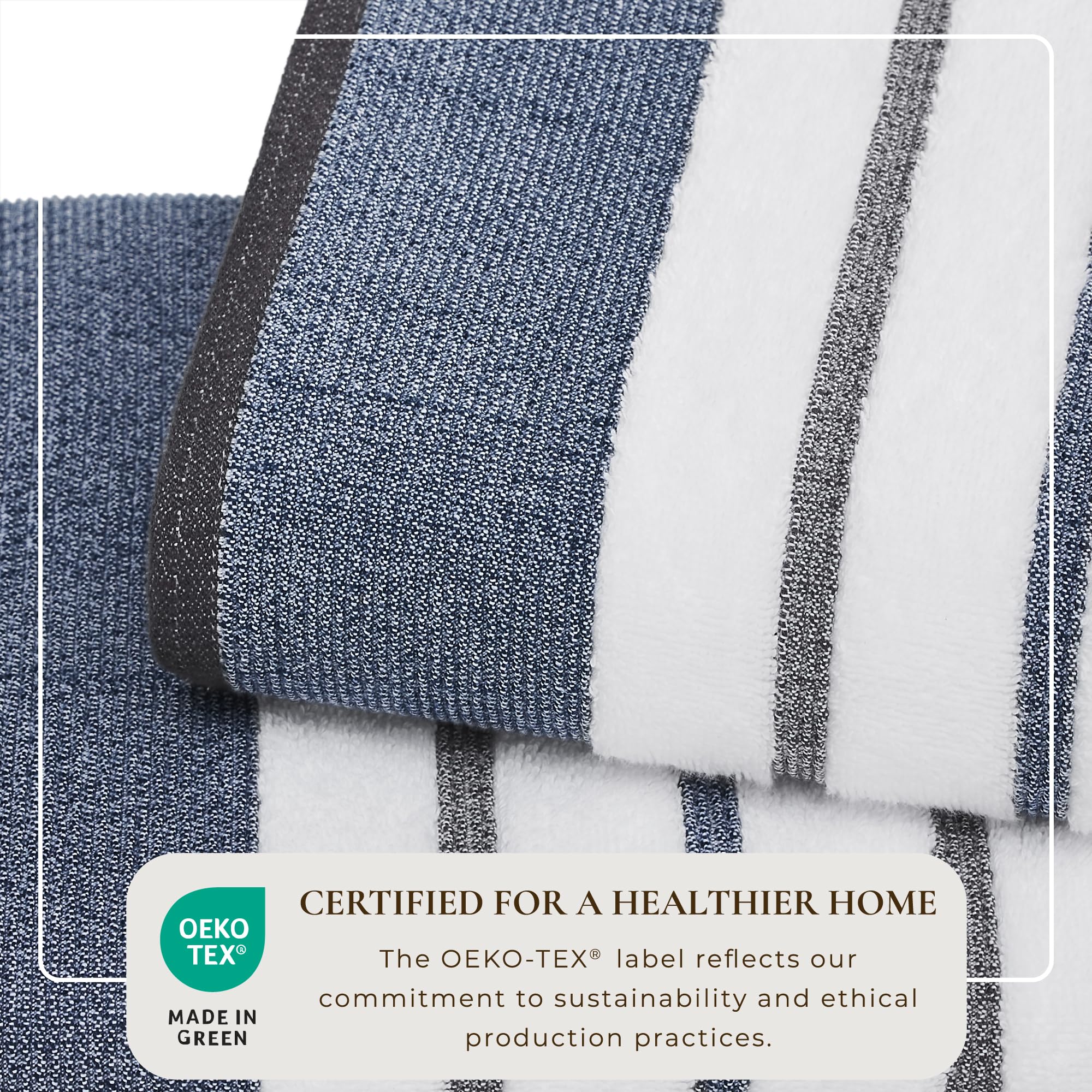 Great Bay Home Cotton Striped Bath Towels, Luxury 6 Piece Set - 2 Bath Towels, 2 Hand Towels And 2 Washcloths Highly Absorbent Q