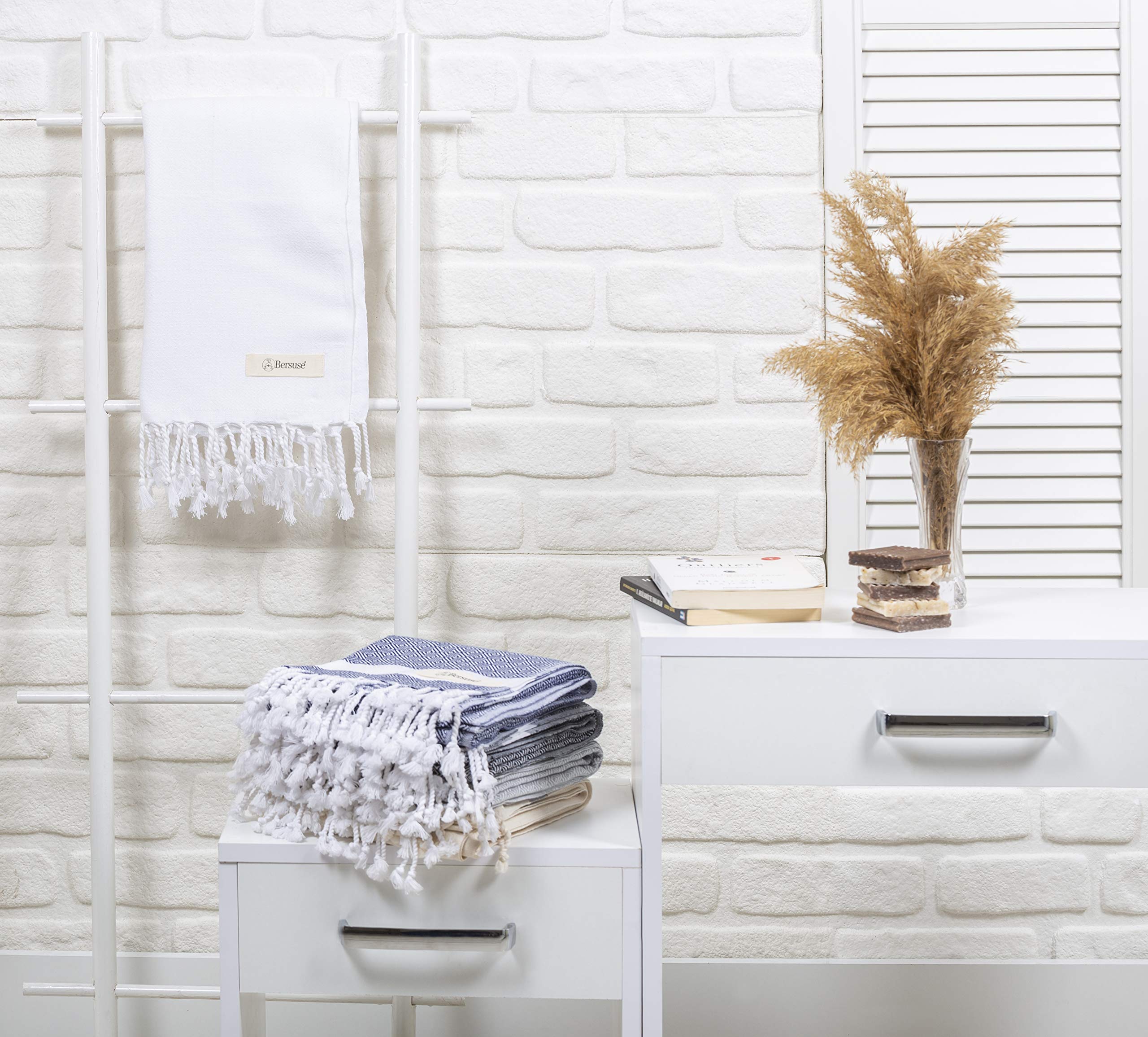 Bersuse 100% Cotton Laodicea Turkish Towel Bath Towel Beach Towel Pool Towel - Beach Essentials For Your Beach Bag - 37X70 Inche