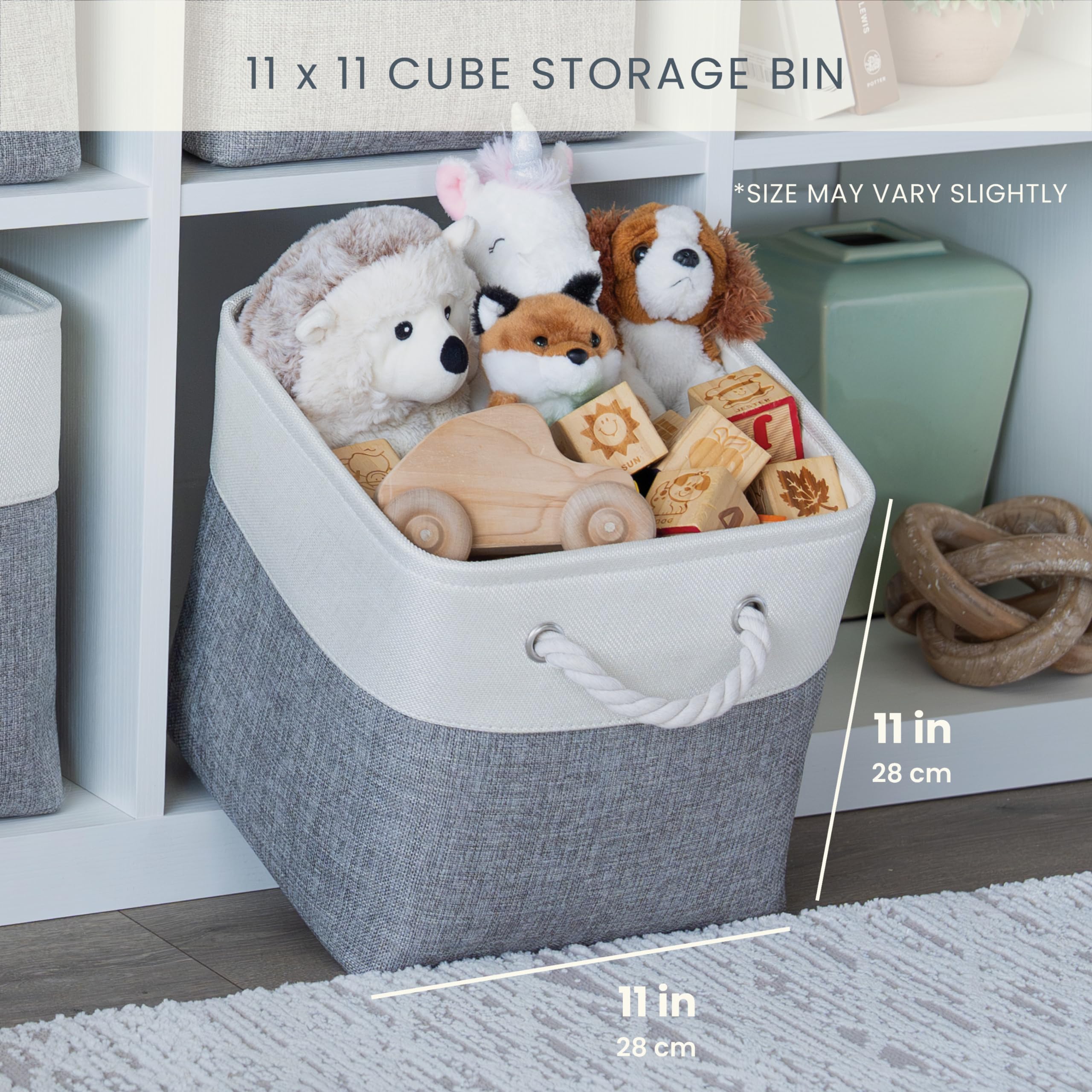 Organihaus Storage Cubes 11X11X11 Set Of 4, Cube Organizer Bins For Nursery Decor, Fabric Cube Baskets For Shelves, Foldable Sto