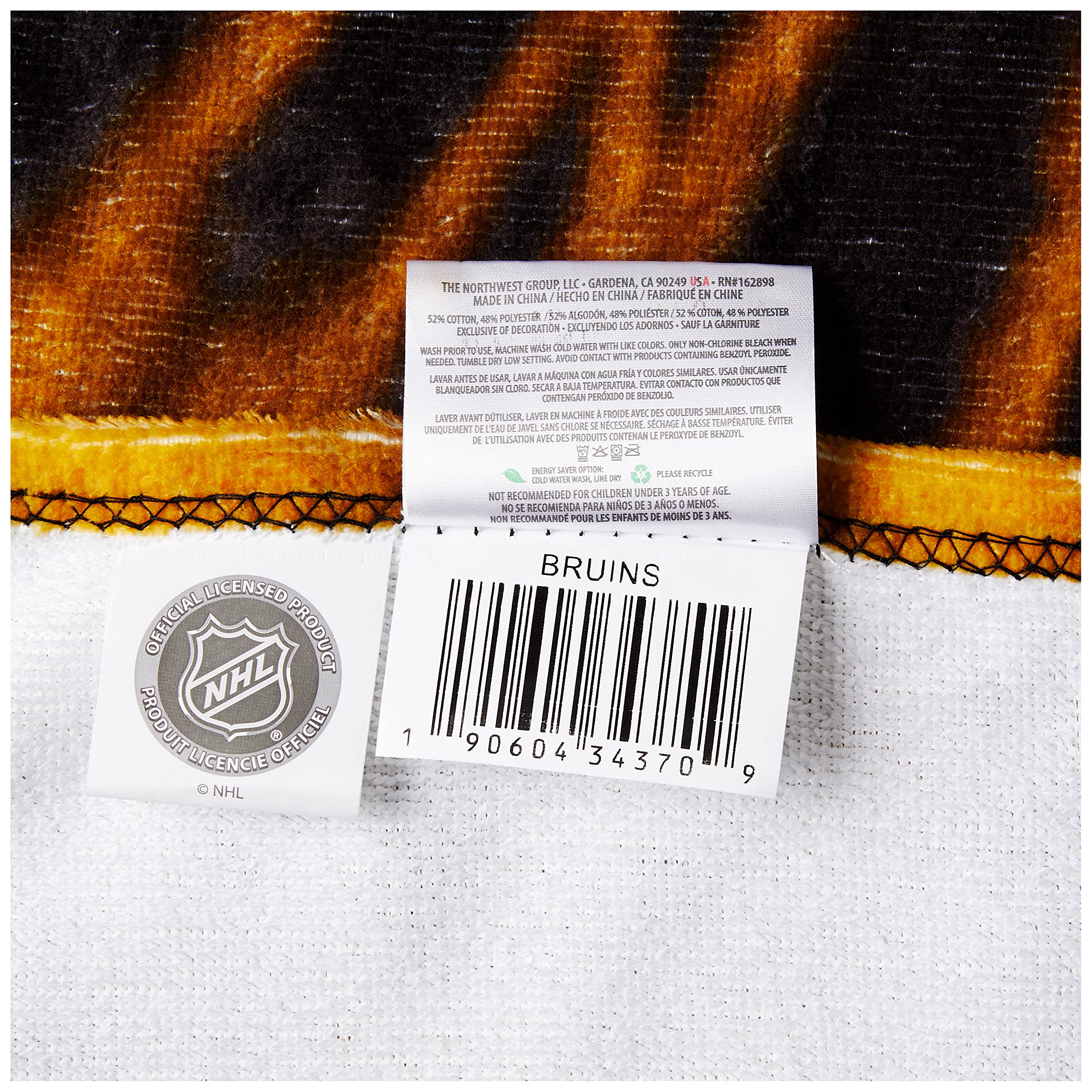 Northwest The Company NHL Boston Bruins Beach Towel  30'' x 60''  Psychedelic