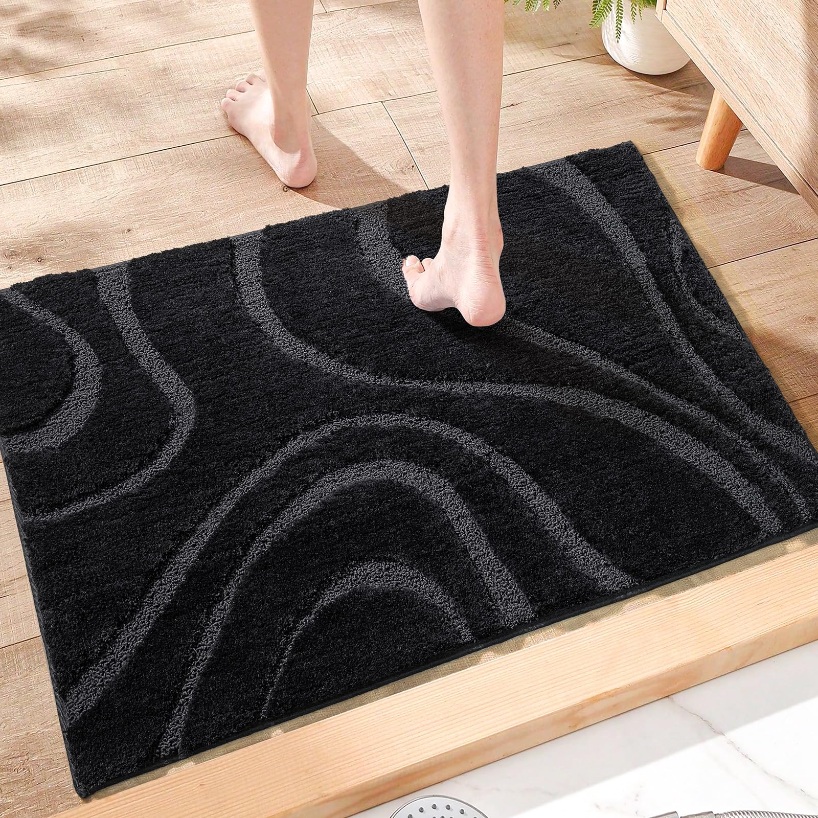 Dexde Bathroom Rugs Mat,Soft Plush Shaggy Microfiber Bath Rug,Non Slip Bath Mats For Bathroom Floor,Machine Washable Absorbent C