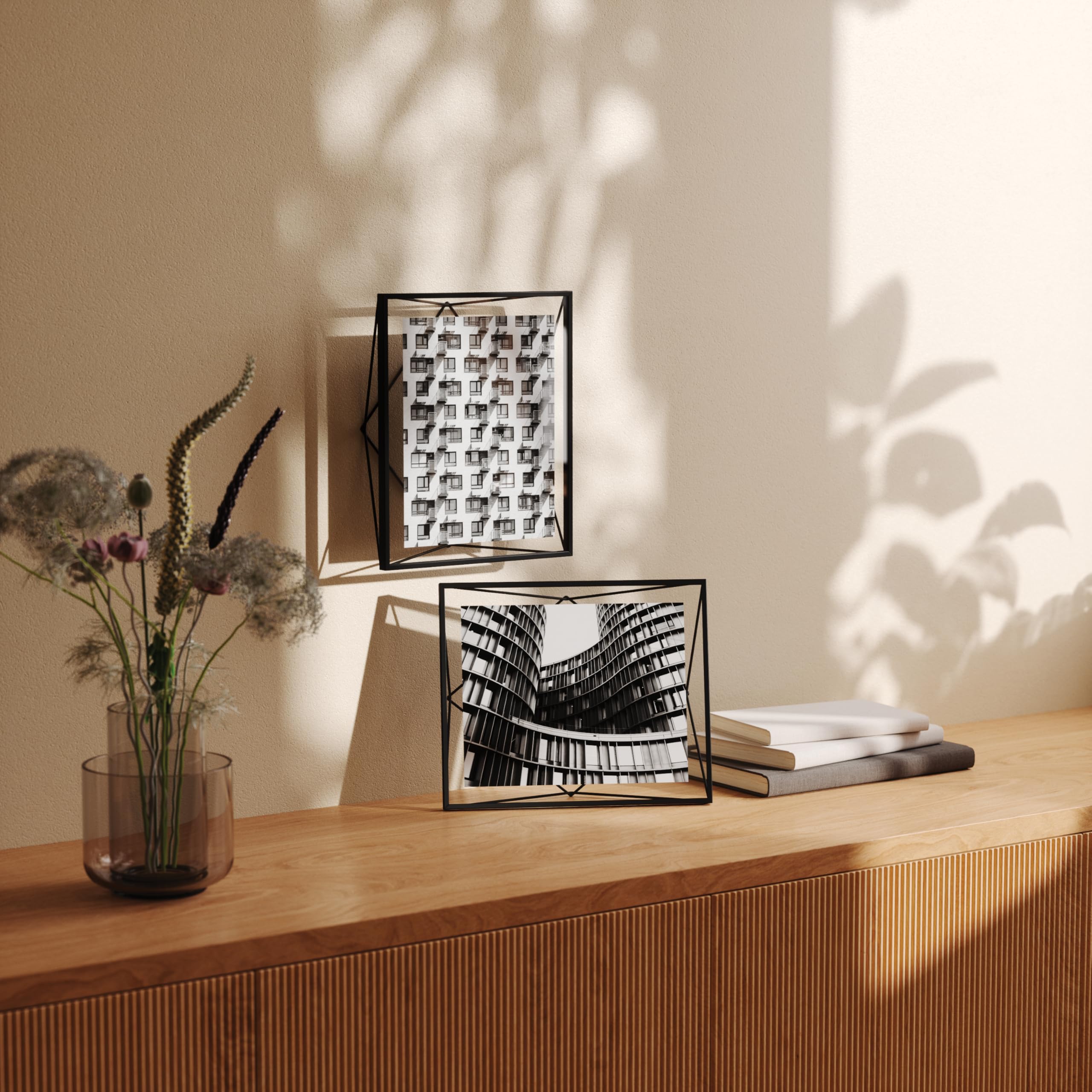 Umbra Prisma 8x10 Picture Frame, Floating Wall or Desk Photo Display for Pictures, Art, Illustrations, Graphic Text & More, Meta
