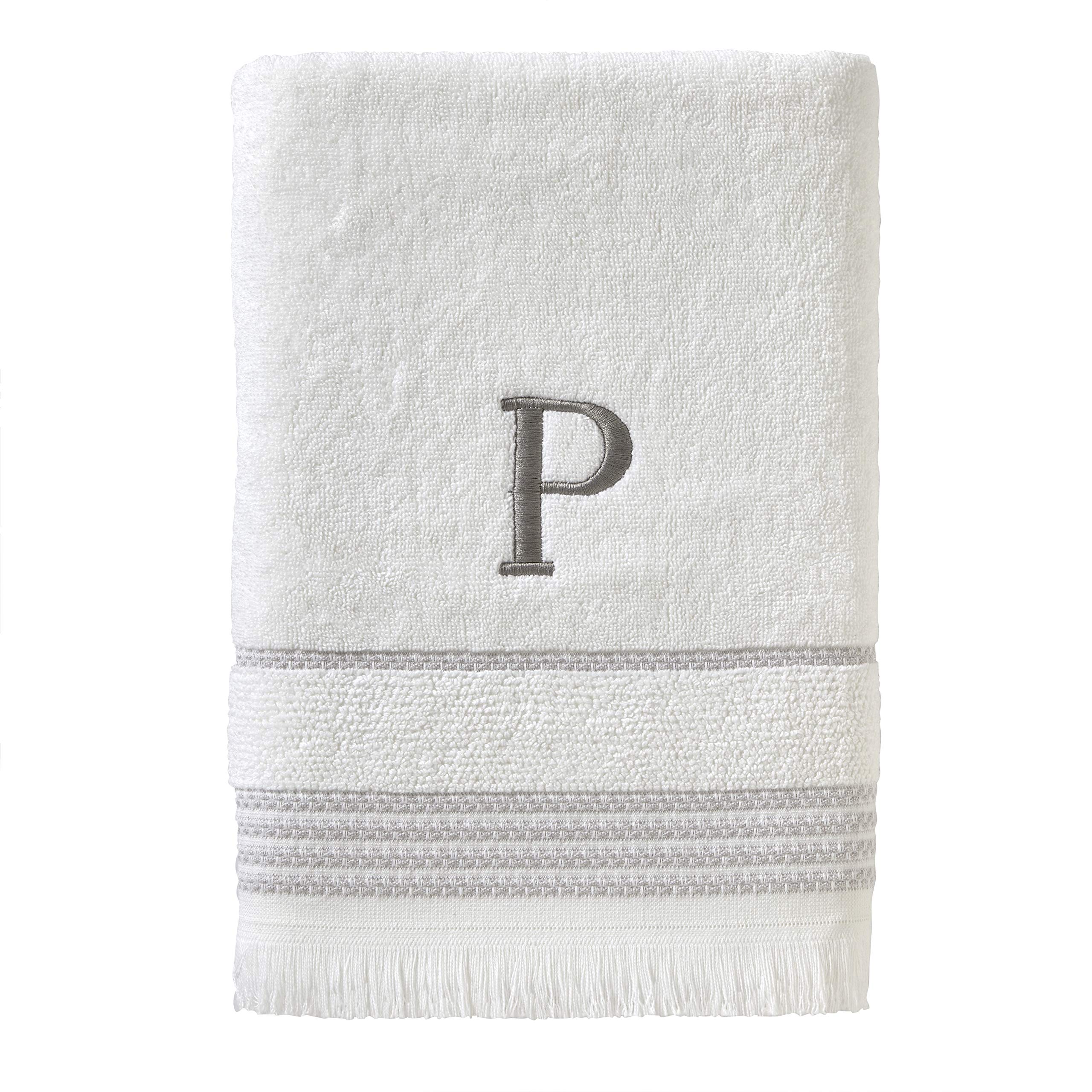 Skl Home Casual Monogram Bath Towel, P, 28X54, White