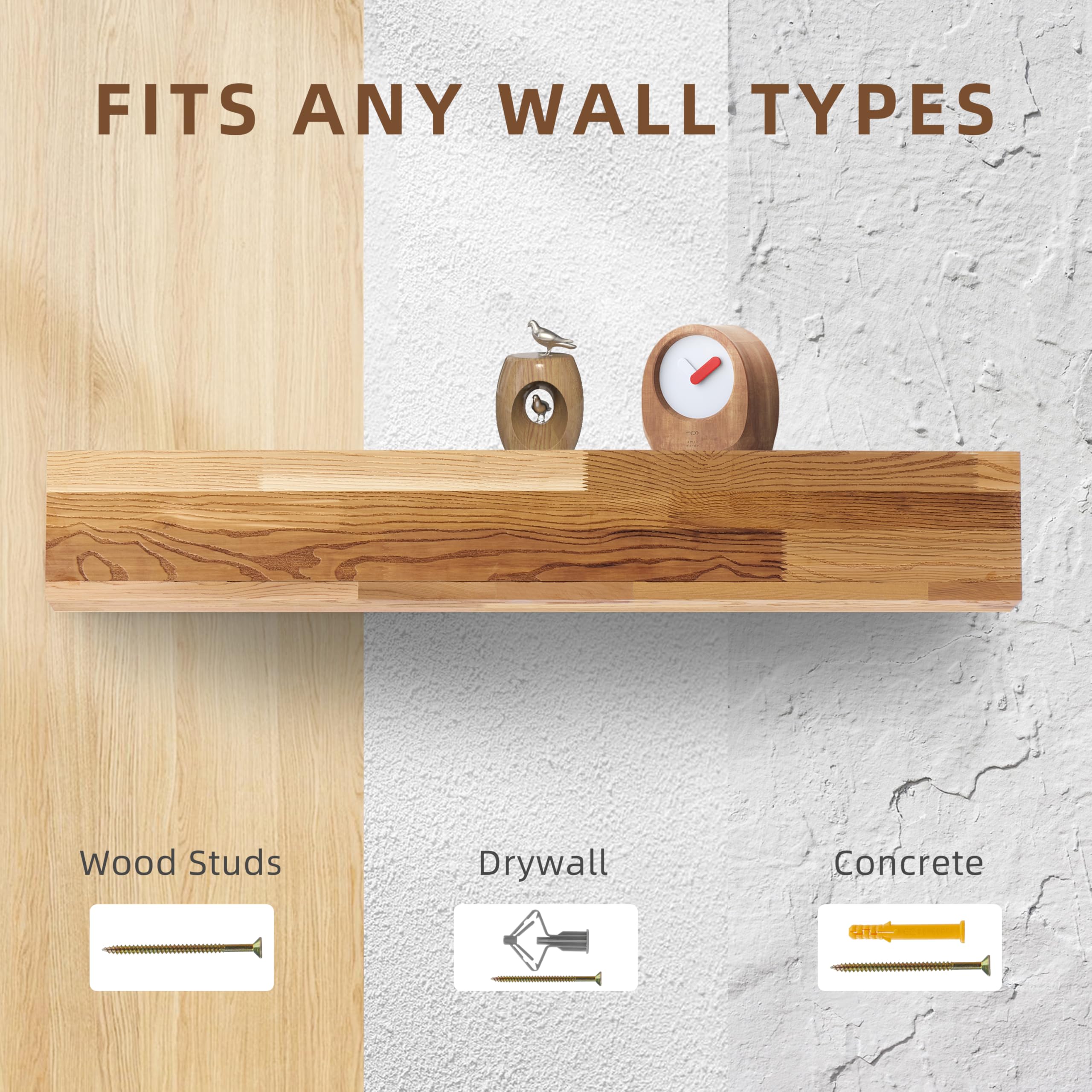 60'' Western Red Cedar Wood Fireplace Mantel | Wall-Mounted & Floating Shelf For Home Decor