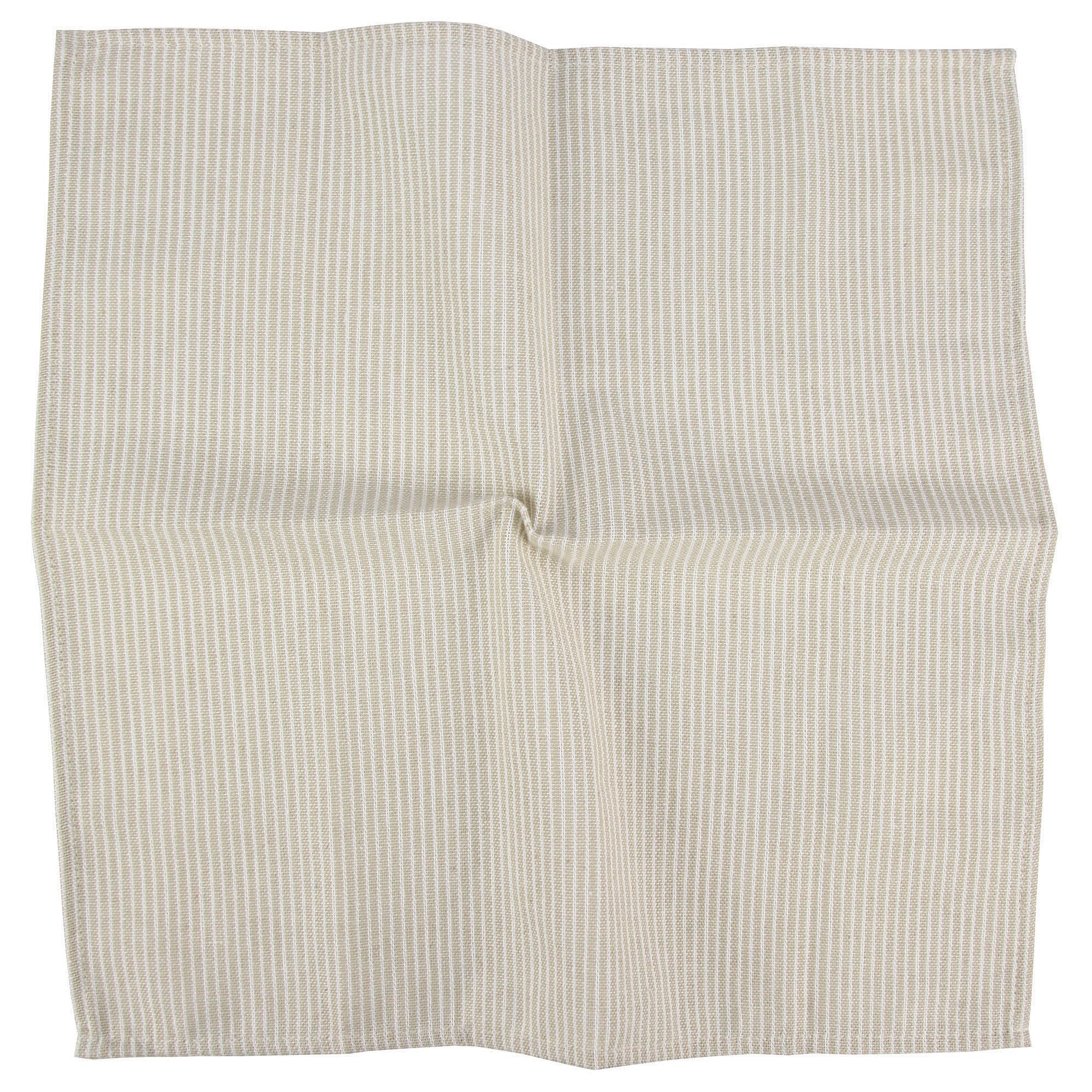 Infei Narrow Striped Cotton Linen Blended Dinner Cloth Napkins - Set Of 12 (40 X 40 Cm) - For Events & Home Use (Beige)