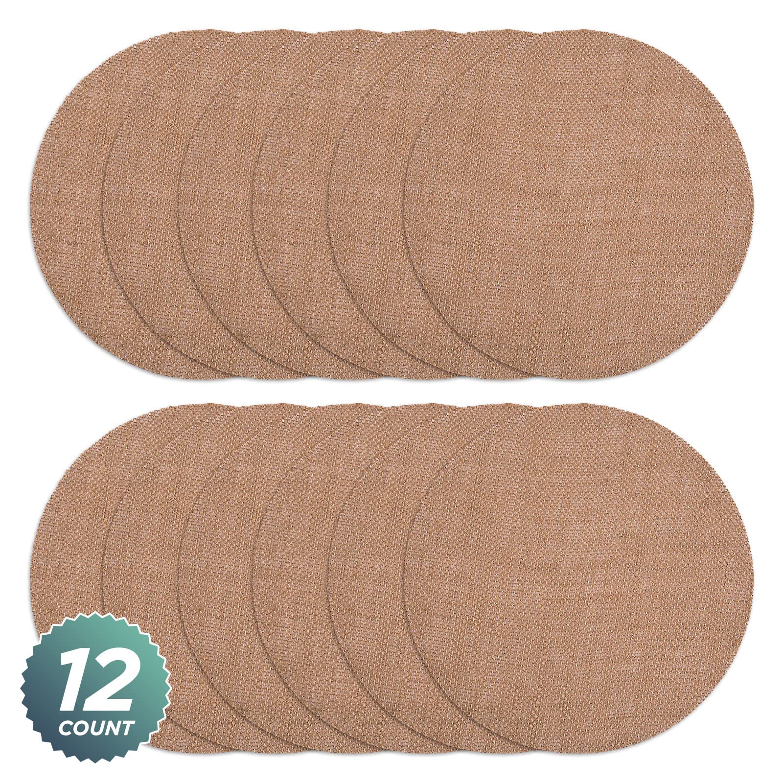 Rustic Burlap Round Placemats - 12'' Diameter Burlap Circle Rustic Table Decorations (Set Of 12) - Rustic Farmhouse Table Settin