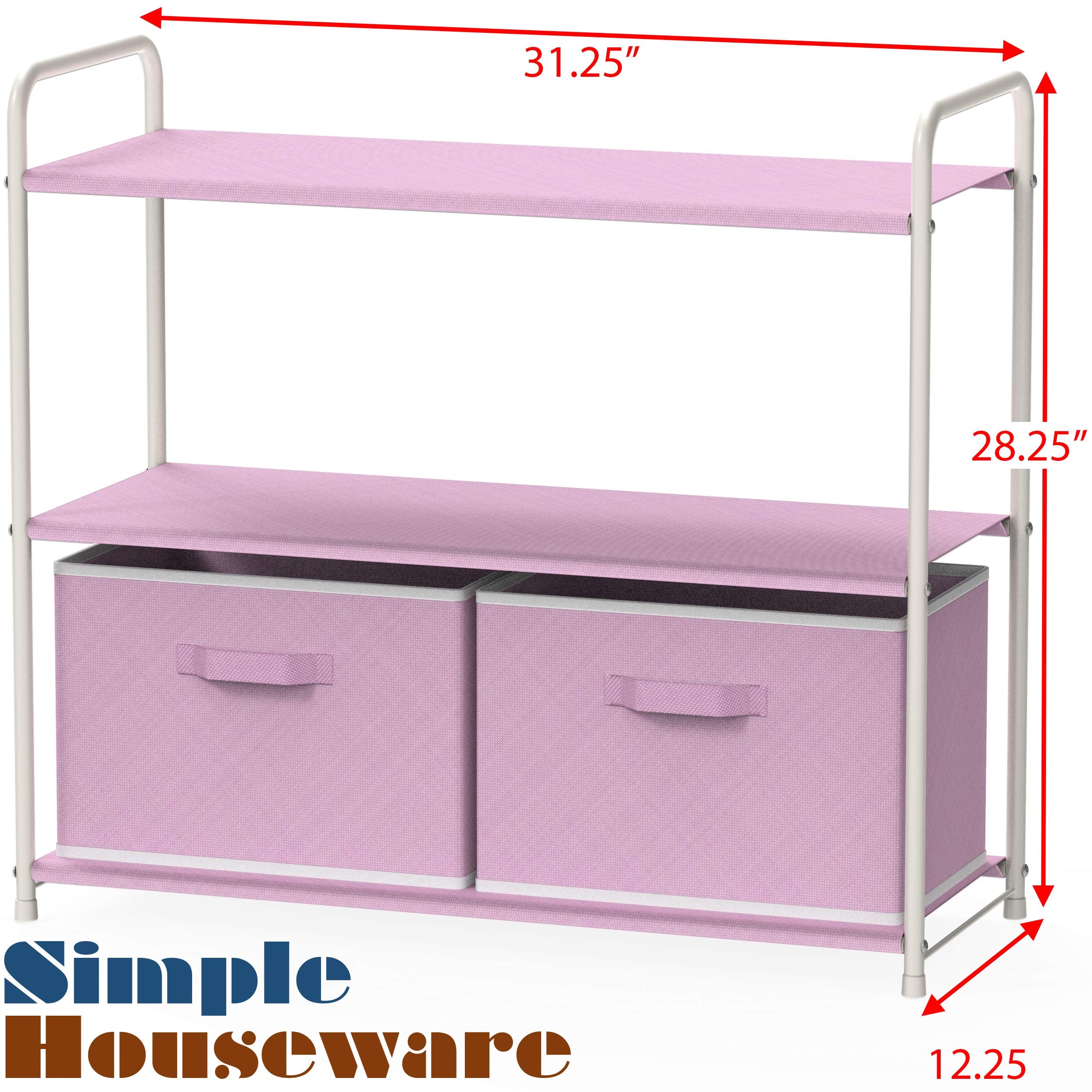 Simple Houseware 3-Tier Closet Storage With 2 Drawers, Pink
