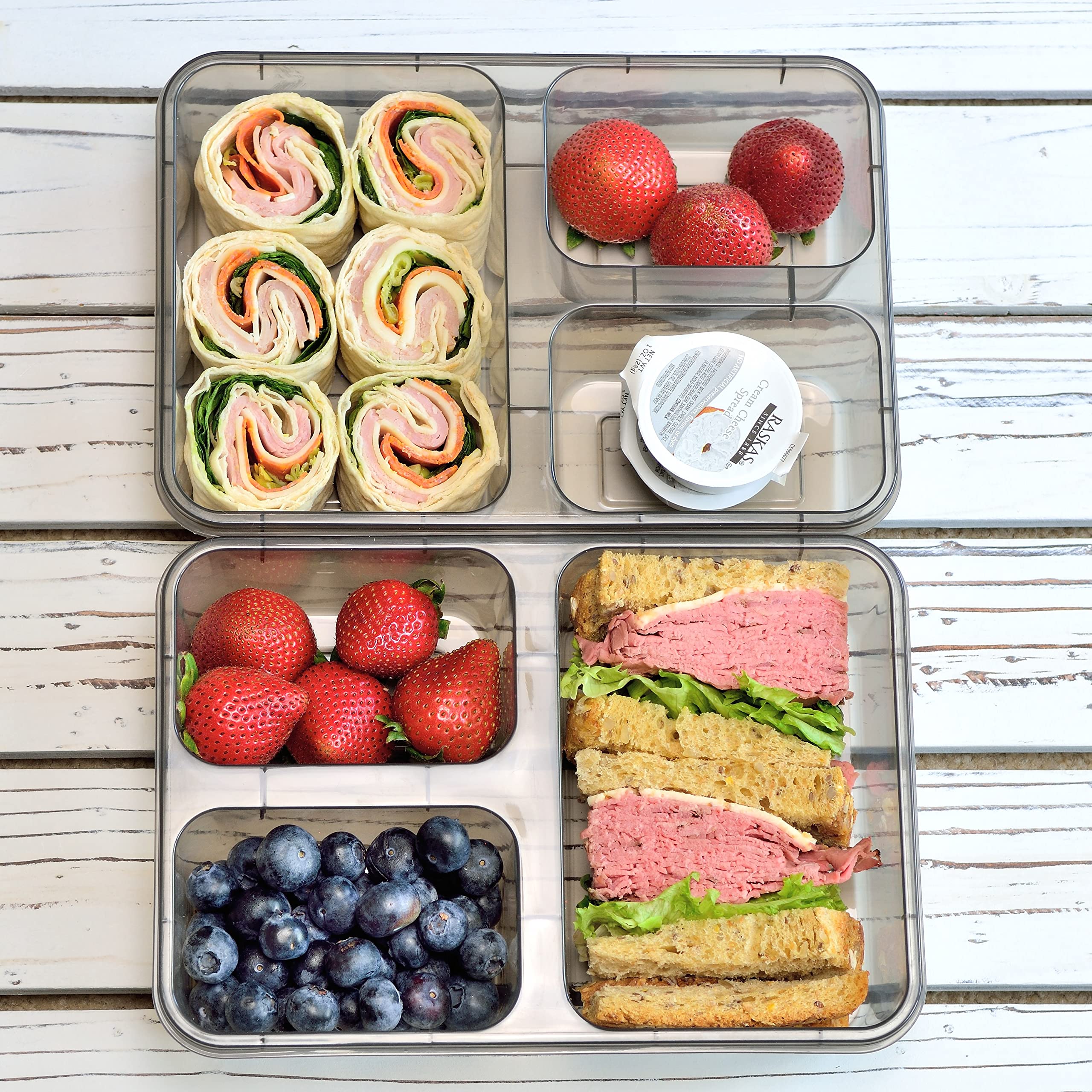 Youngever 7 Sets Thick Large Bento Lunch Box 40 Ounce, Meal Prep Containers, Reusable Plastic Divided Food Storage Container Box