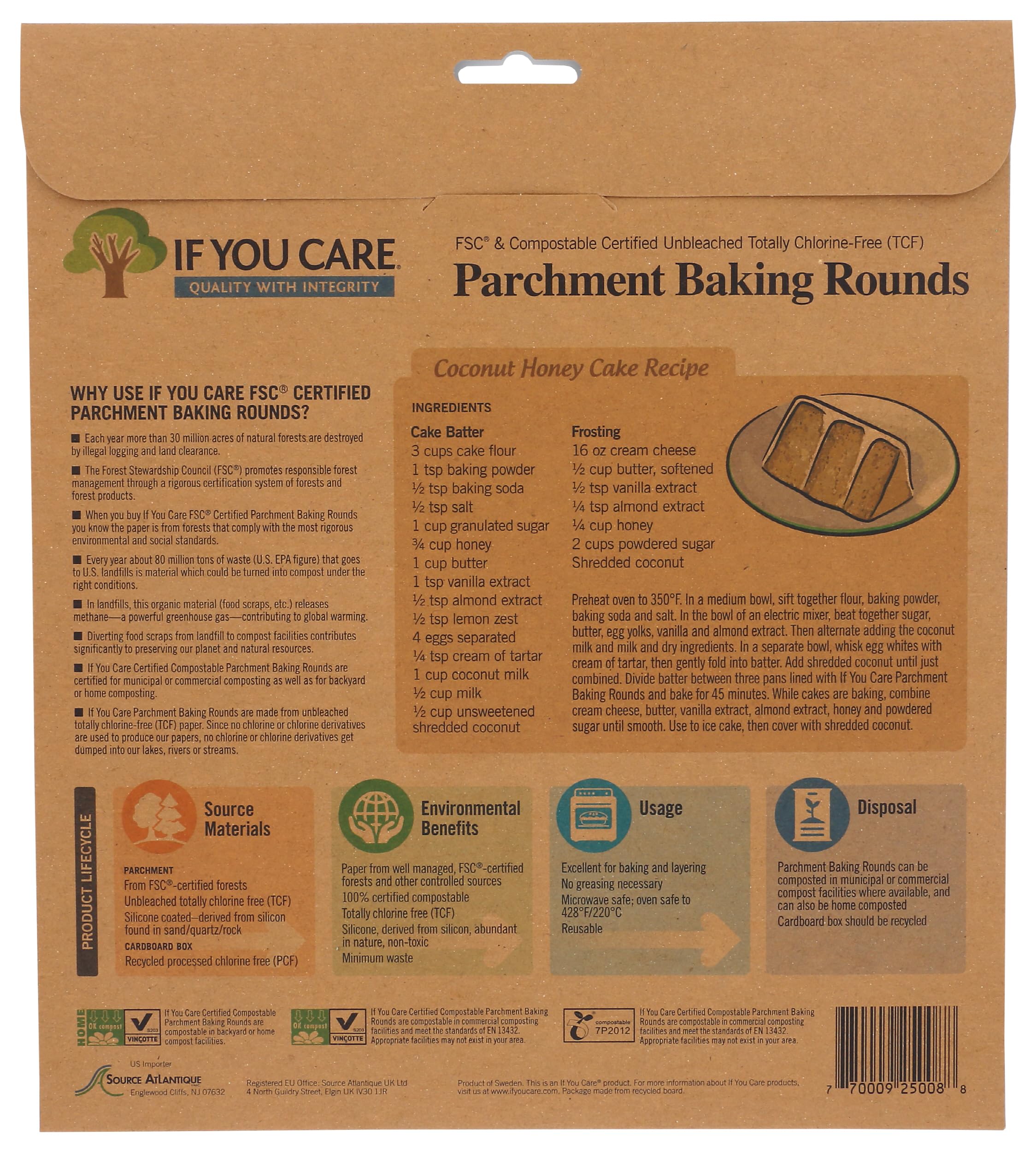 If You Care Parchment Paper Rounds For Baking Cakes, Pies, Tarts - Pack Of 24 Circle Liners - Unbleached, Chlorine Free, Greasep
