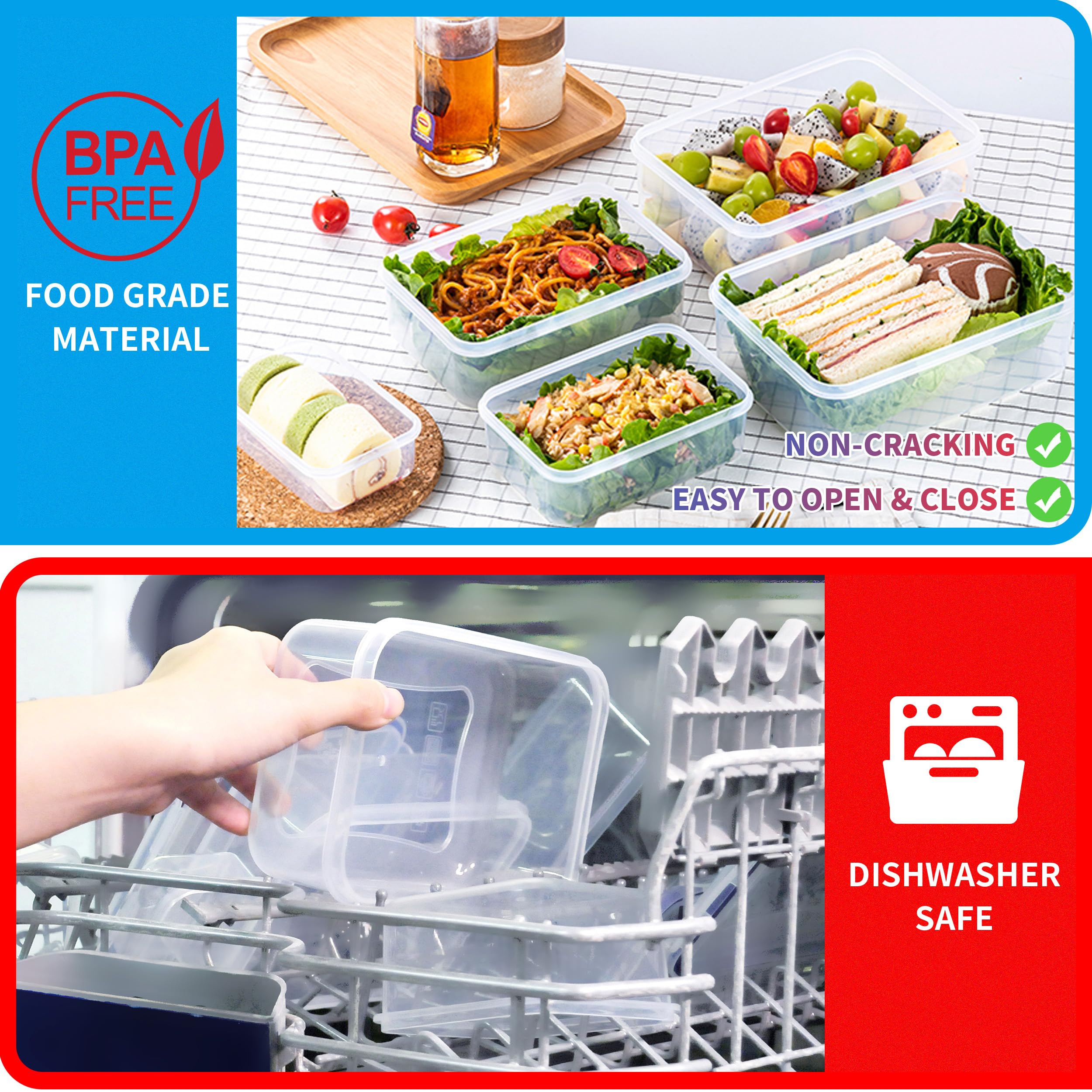 Adanzst 40-Piece Reusable Food Storage Containers With Lids Airtight, 100% Leakproof Plastic Meal Prep Storage Food Grade Kitche