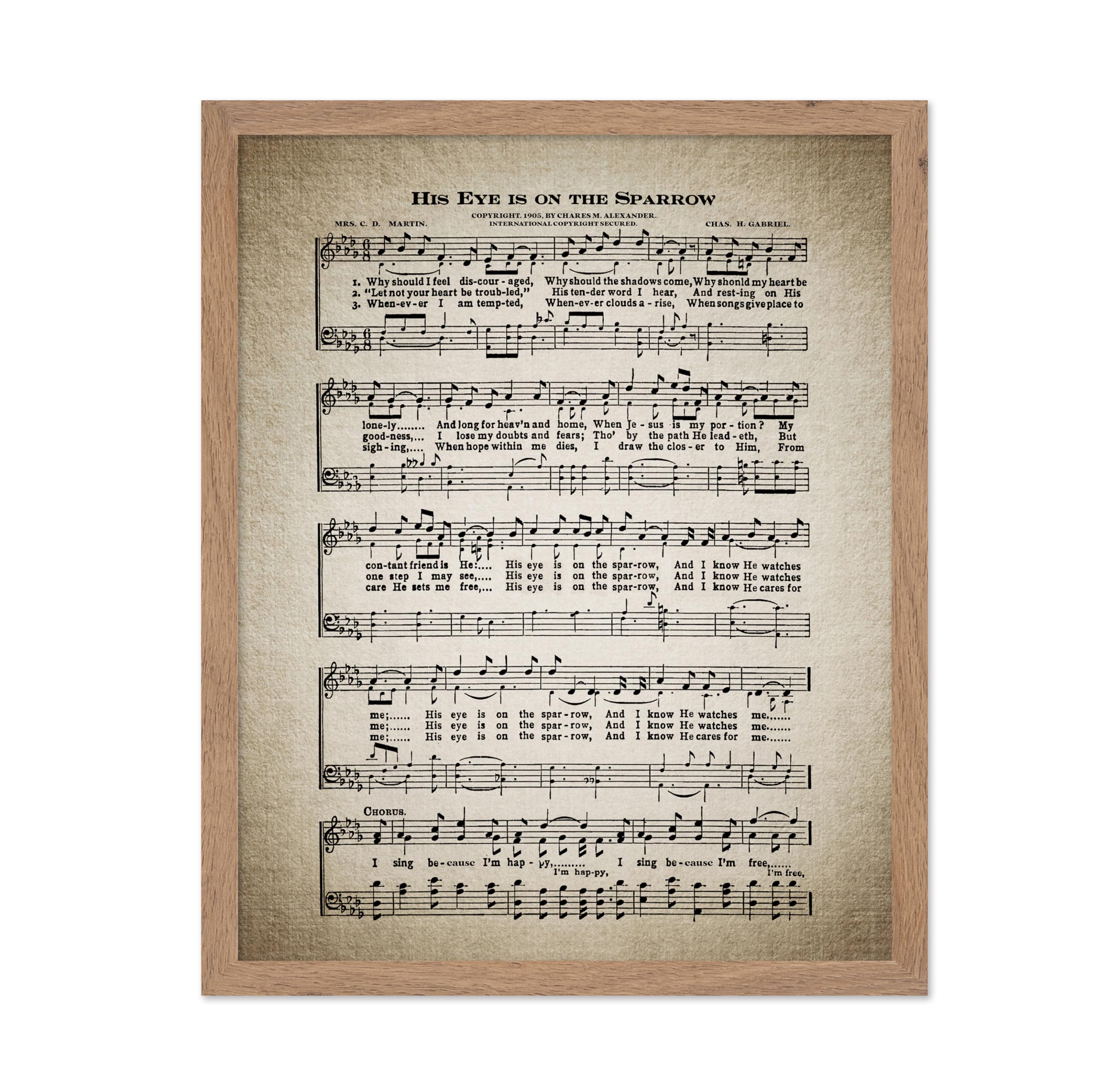 Poster Master His Eye Is On The Sparrow Poster - Hymnal Song Sheet Print - Sheet Music Art - Gift for Him, Her, Musician - Music