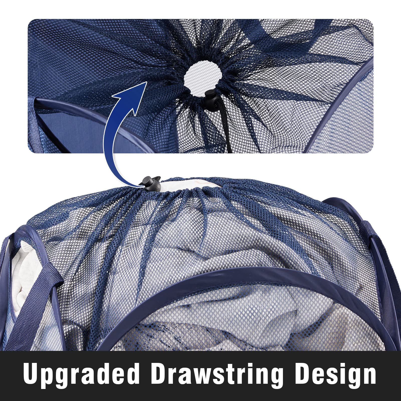 Mesh Pop Up Laundry Hamper with Durable Handles - Portable Collapsible Clothes Baskets for Dorm  Bathroom & Travel