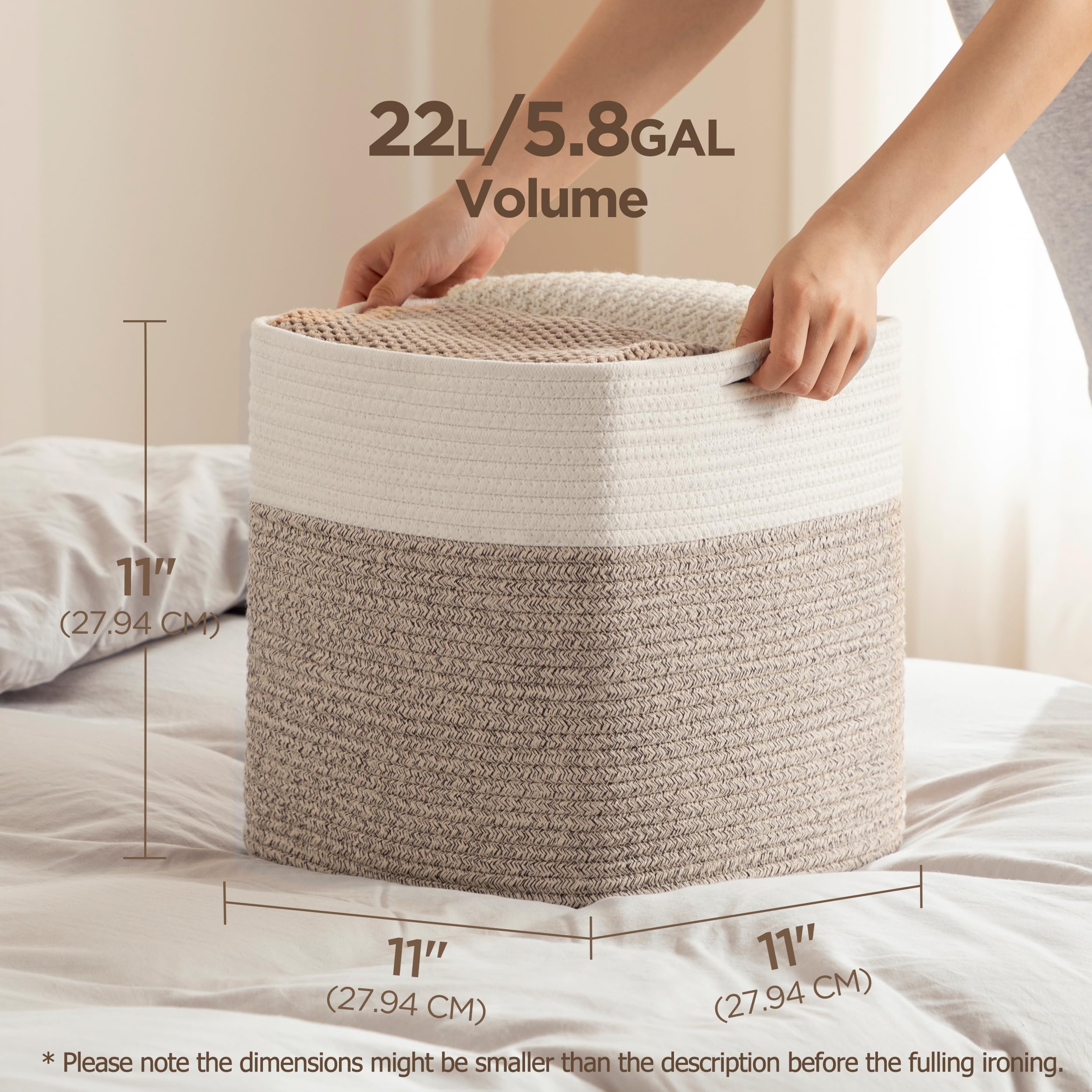 Joybest Cube Storage Bins Set Of 4, 11Inch Cube Baskets Organizer For Nursery, Square Cotton Rope Baskets For Shelves Organizing