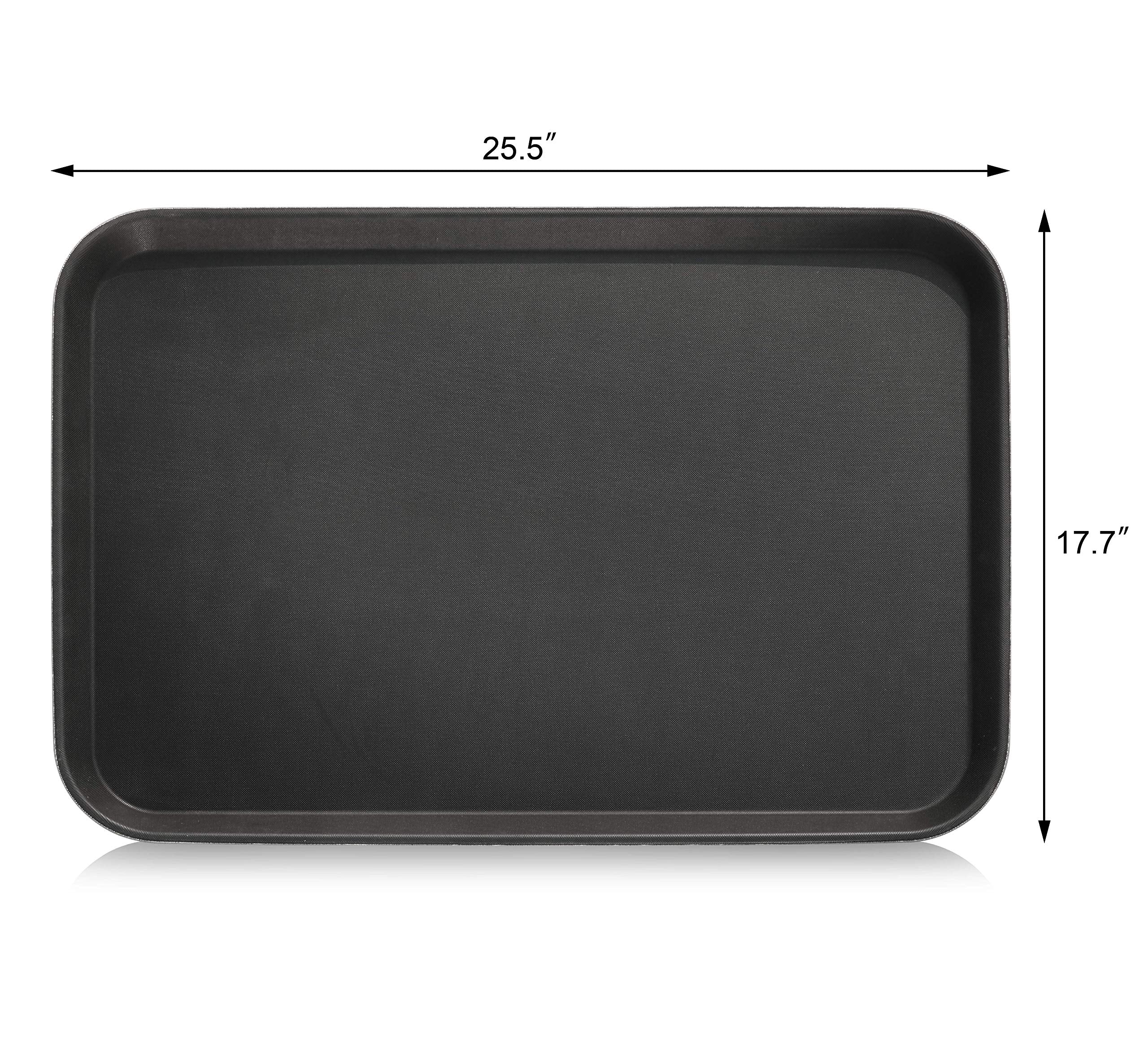 New Star Foodservice 25392 Restaurant Grade Non-Slip Tray, Plastic, Rubber Lined, Rectangular, 18-Inch X 26-Inch (Large), Black