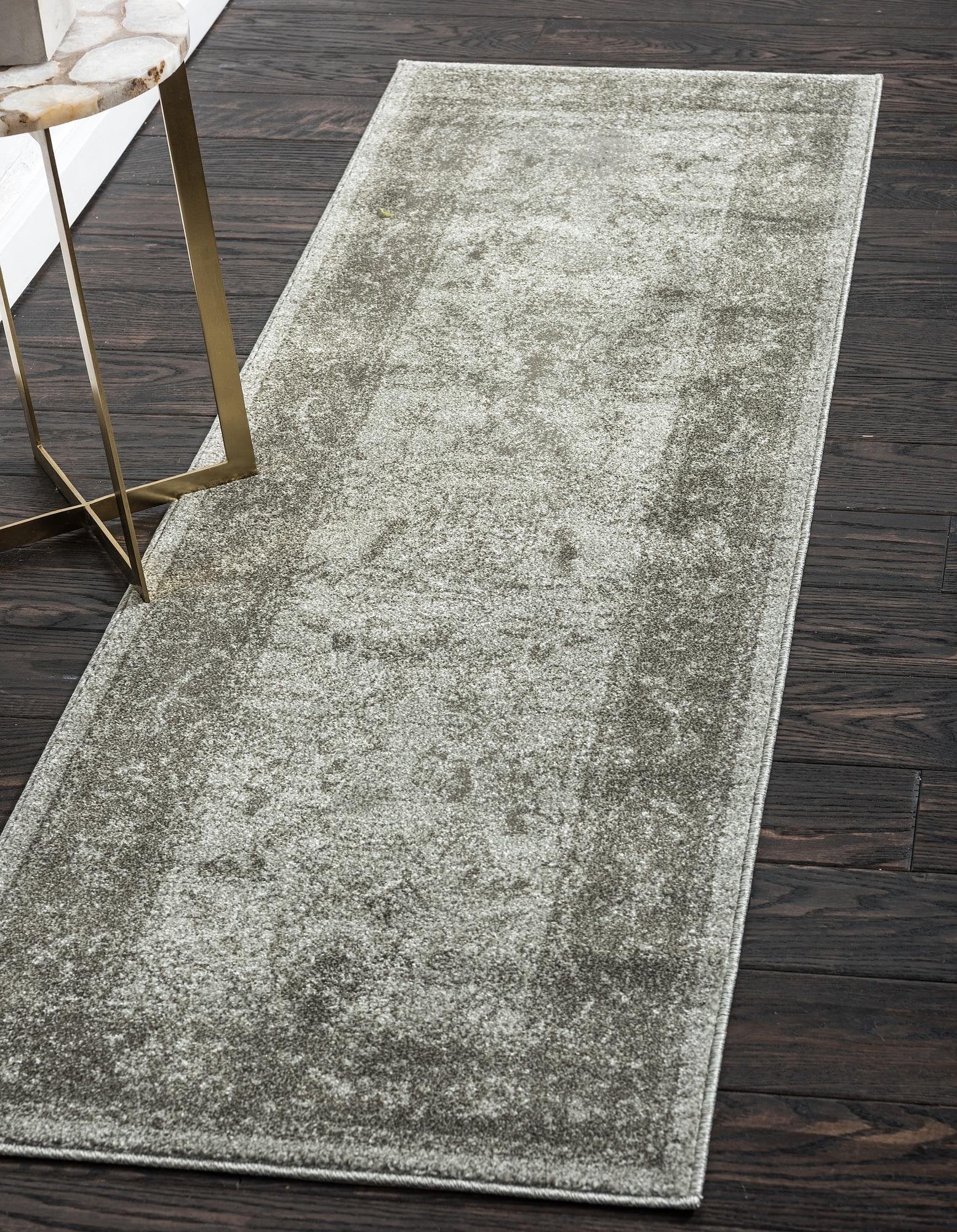 Unique Loom La Jolla Collection Farmhouse, Contemporary, Botanical, Traditional, Vintage Area Rug, 2 ft 7 in x 10 ft, Light Gray