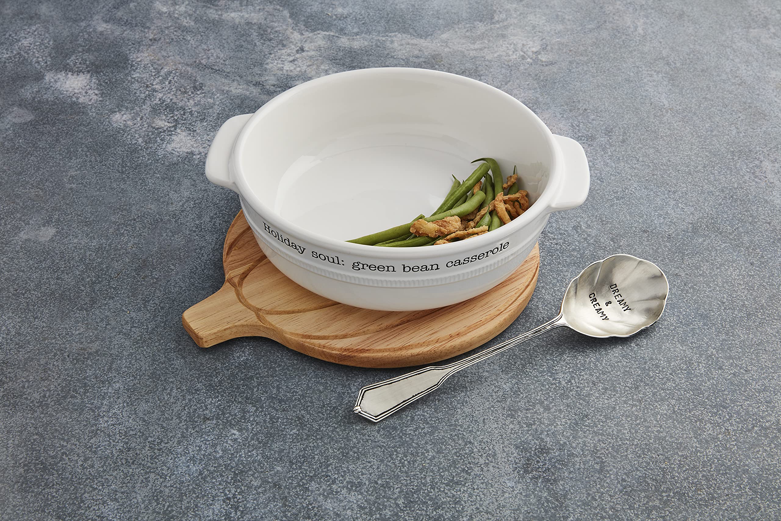 Mud Pie  White  Green Bean Casserole Pumpkin Baker Set  9'' x 10.5''  dish 9'' x 10 1/2''  spoon 9''