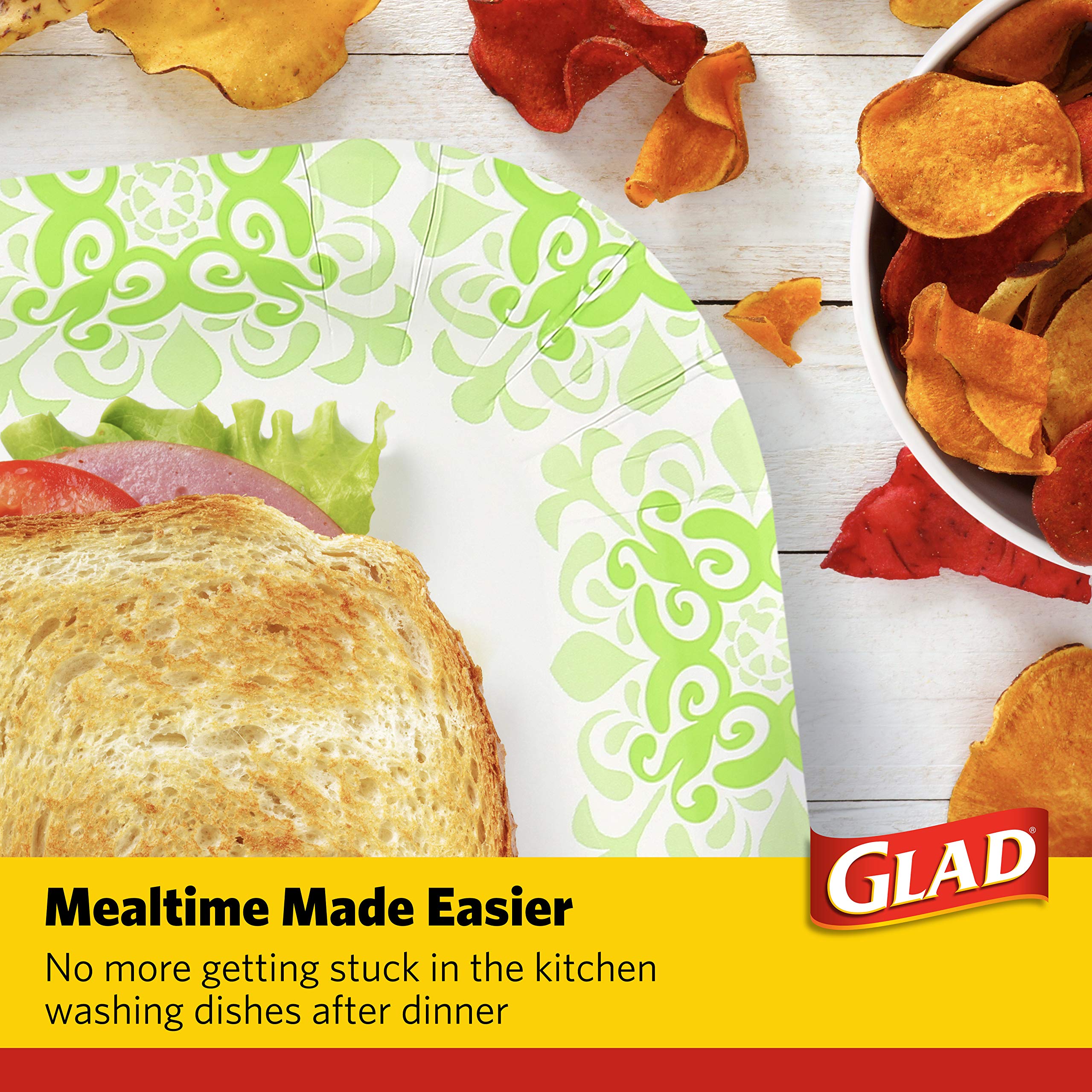 Glad Tabletop Square Disposable Paper Plates For All Occasions | Soak Proof, Cut Proof, Microwaveable Heavy Duty Disposable Plat