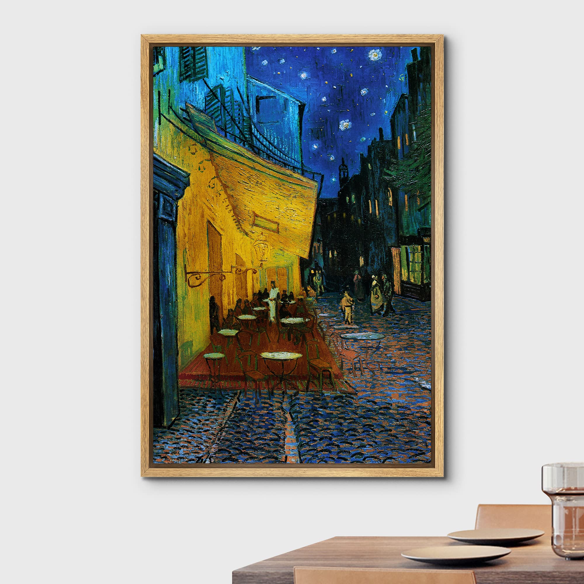 Wall26 Framed Canvas Print Wall Art Cafe Terrace At Night By Master Artist Vincent Van Gogh Nature Wilderness Illustrations Fine