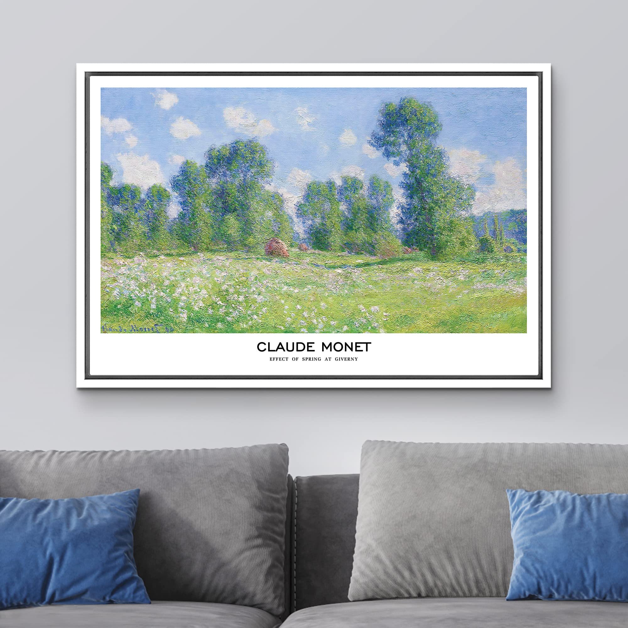 Wall26 Framed Canvas Print Wall Art Effect Of Spring At Giverny By Claude Monet Historic Classical Illustrations Fine Art Decora