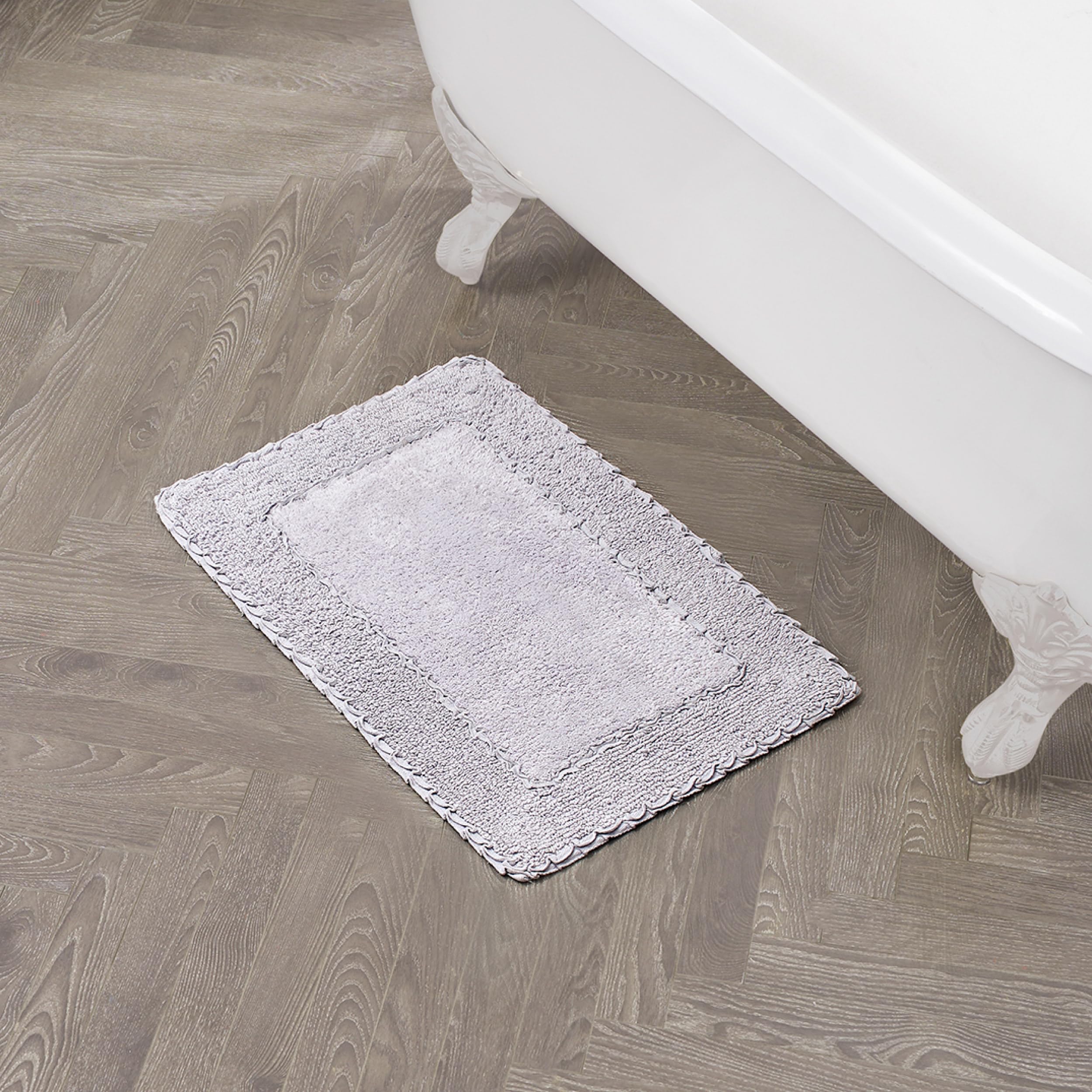 Laura Ashley Ruffle Border 100% Cotton Bath Rug, Purple, 17''X 24''