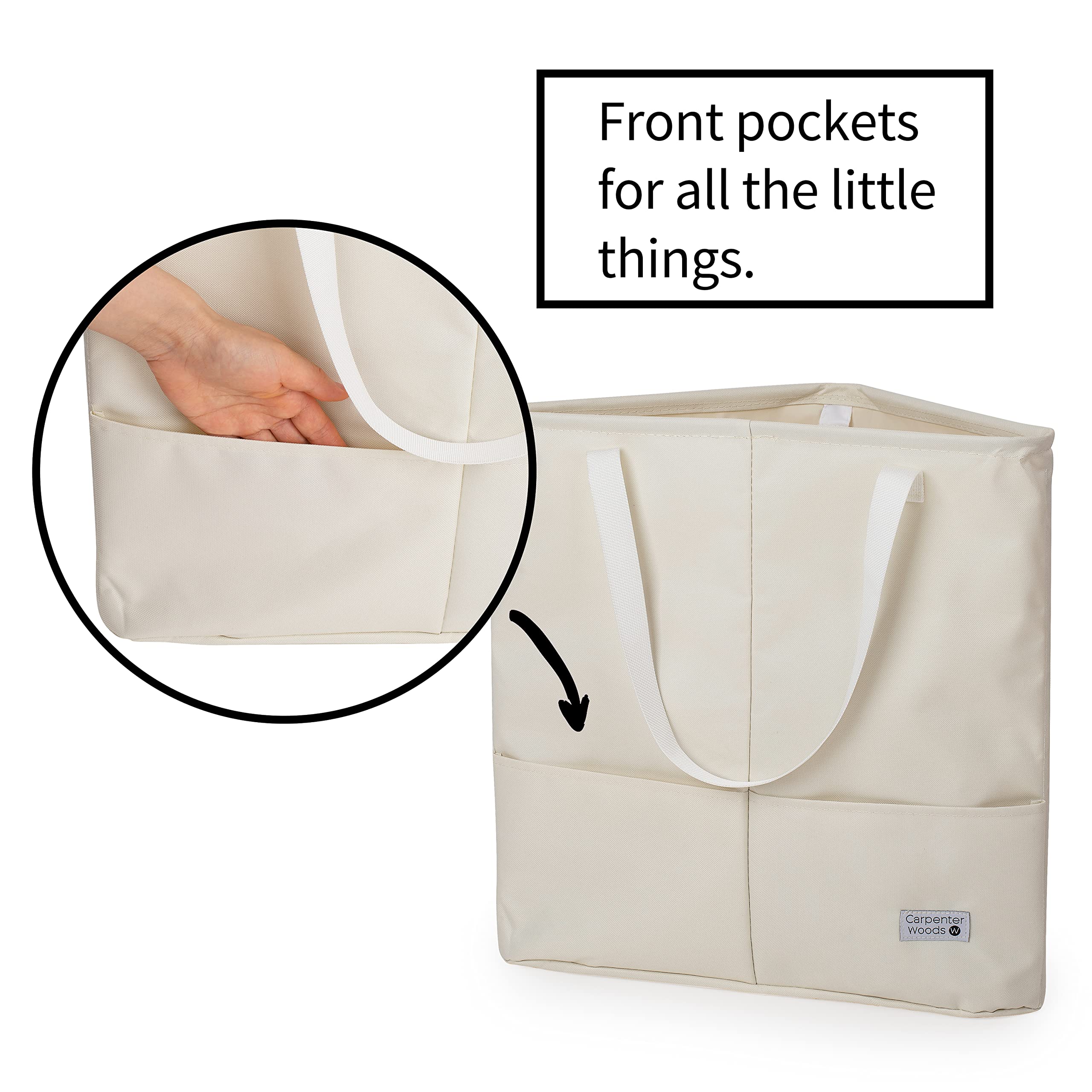 Carpenter Woods Clothes Hanger Organizer Bag with Handles (Beige White)