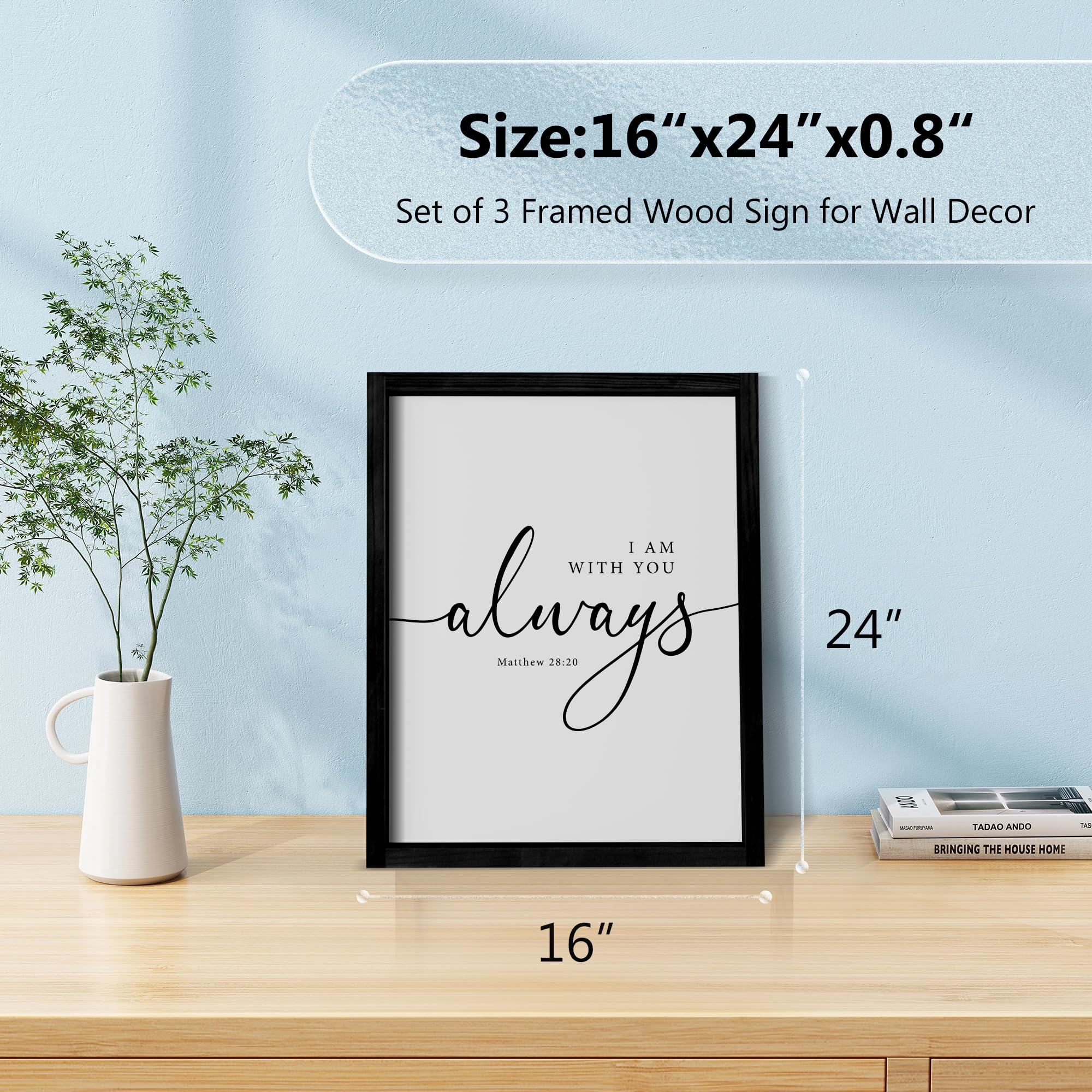 Heiple Framed Be Still and Know that I am God Sign Love is Patient Love is Kind Wall Art Set of 3 Prints for Home Bedroom Decor