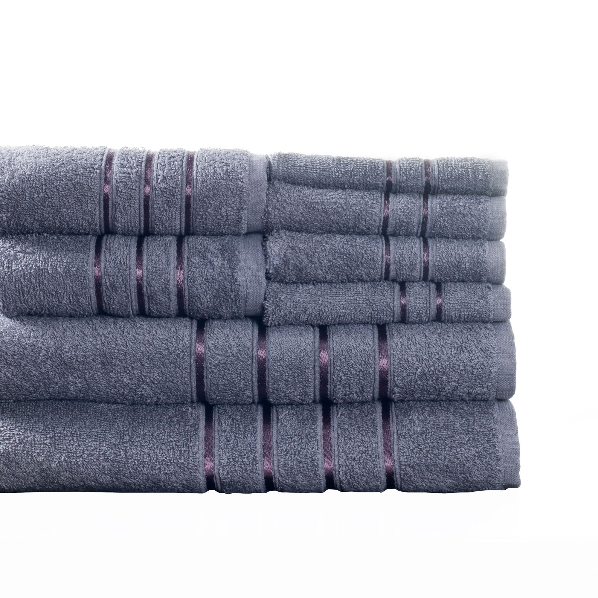 Lavish Home 8 Piece 100% Cotton Plush Bath Towel Set - Silver