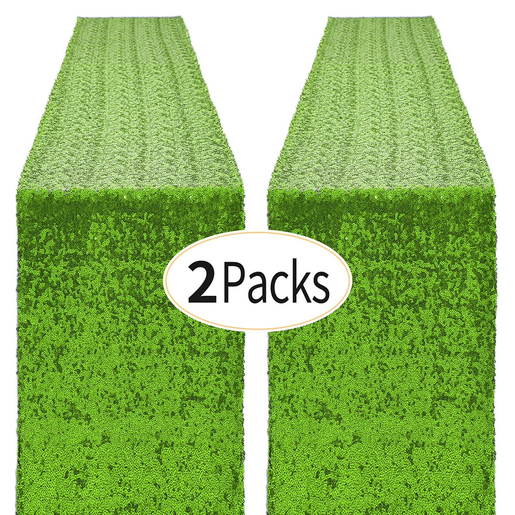 2 Packs 12 X 72 Inches Green Sequin Table Runners, Glitter Runner For Birthday Party Supplies Decorations Wedding Bachelorette H