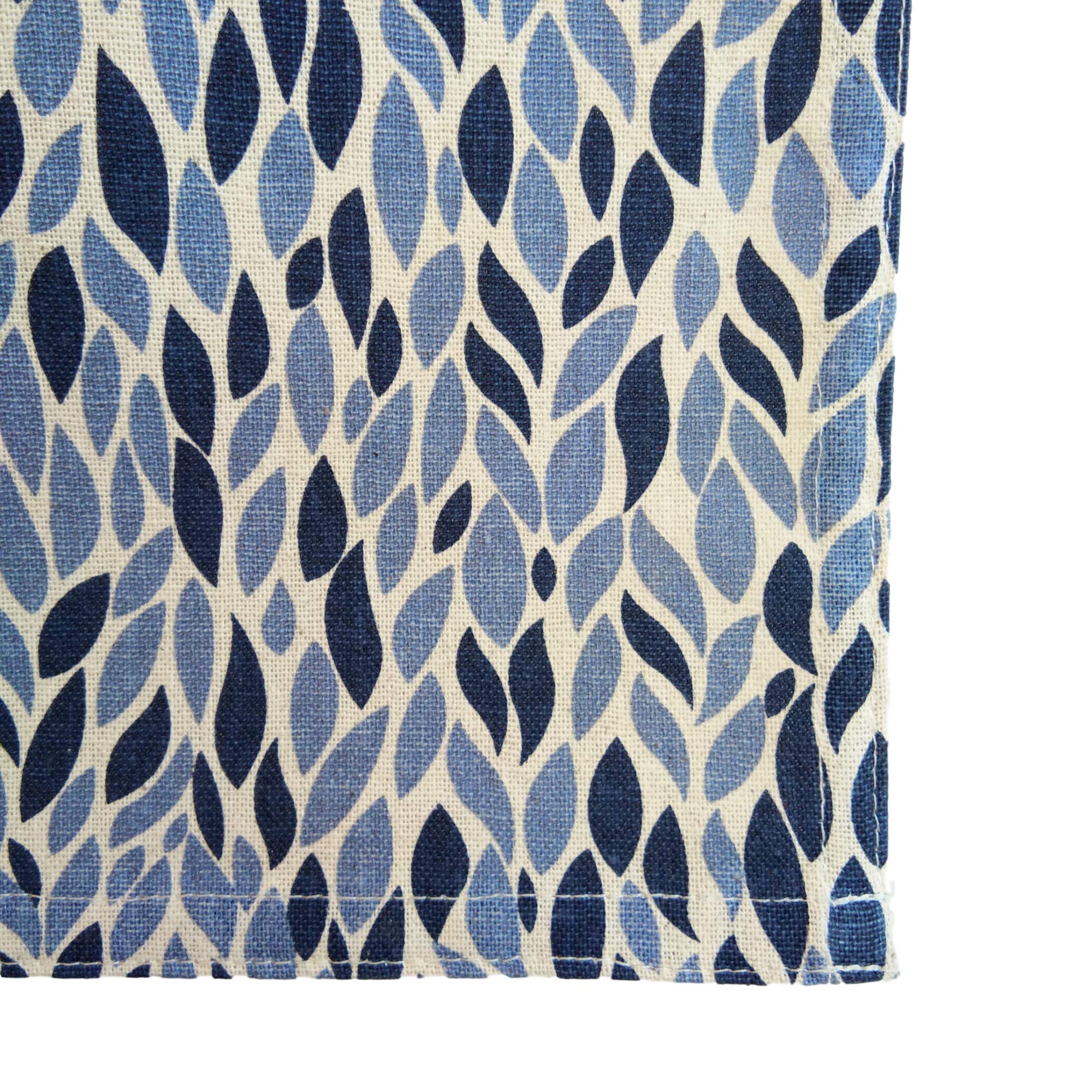 Cushystore Leave Garden Grains Table Runner Farmhouse Cottage Rustic Theme 100% Cotton Navy Blue, 13 X 36 Inch
