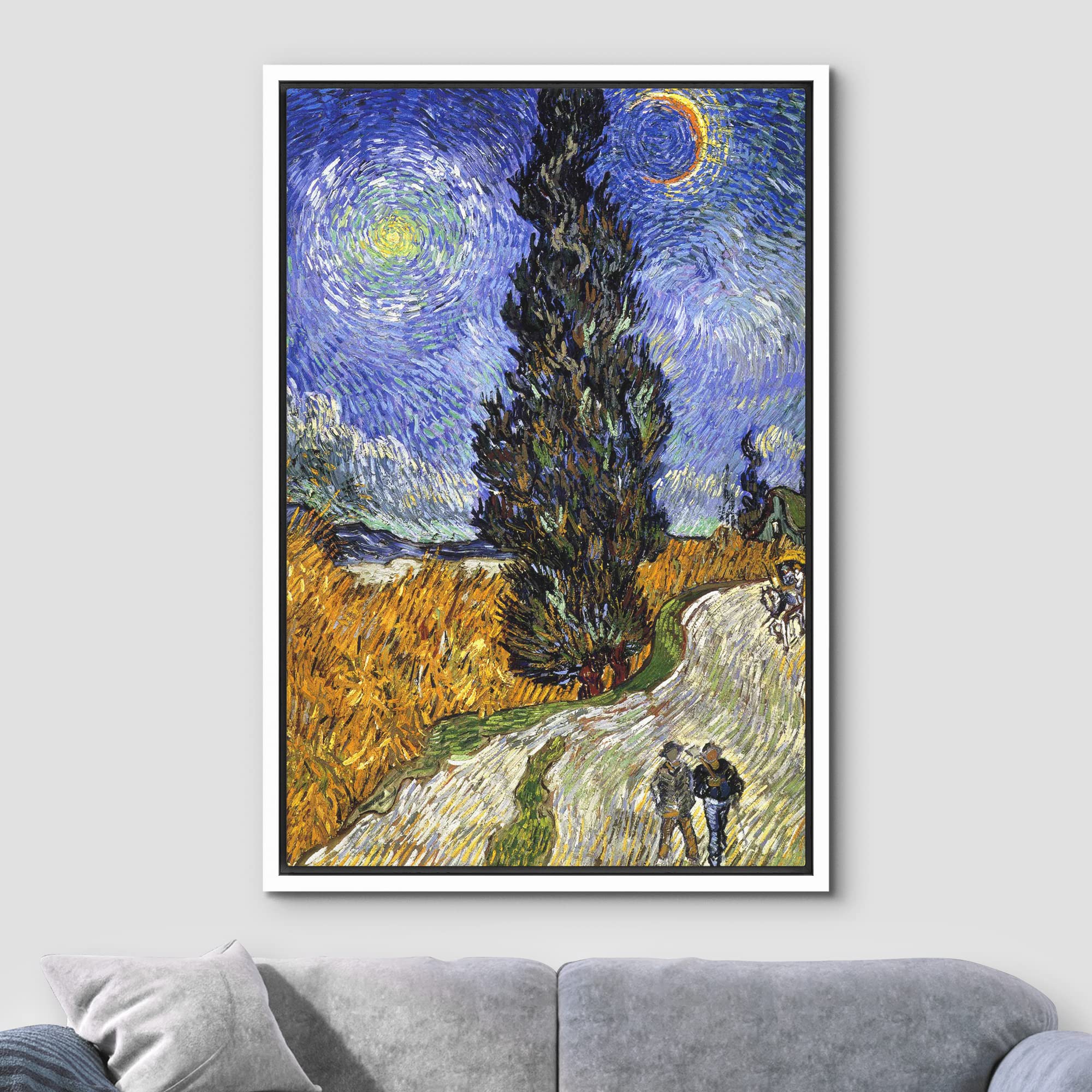 Wall26 Framed Canvas Print Wall Art Thatched Cottages At Cordeville By Artist Vincent Van Gogh Nature Wilderness Illustrations F