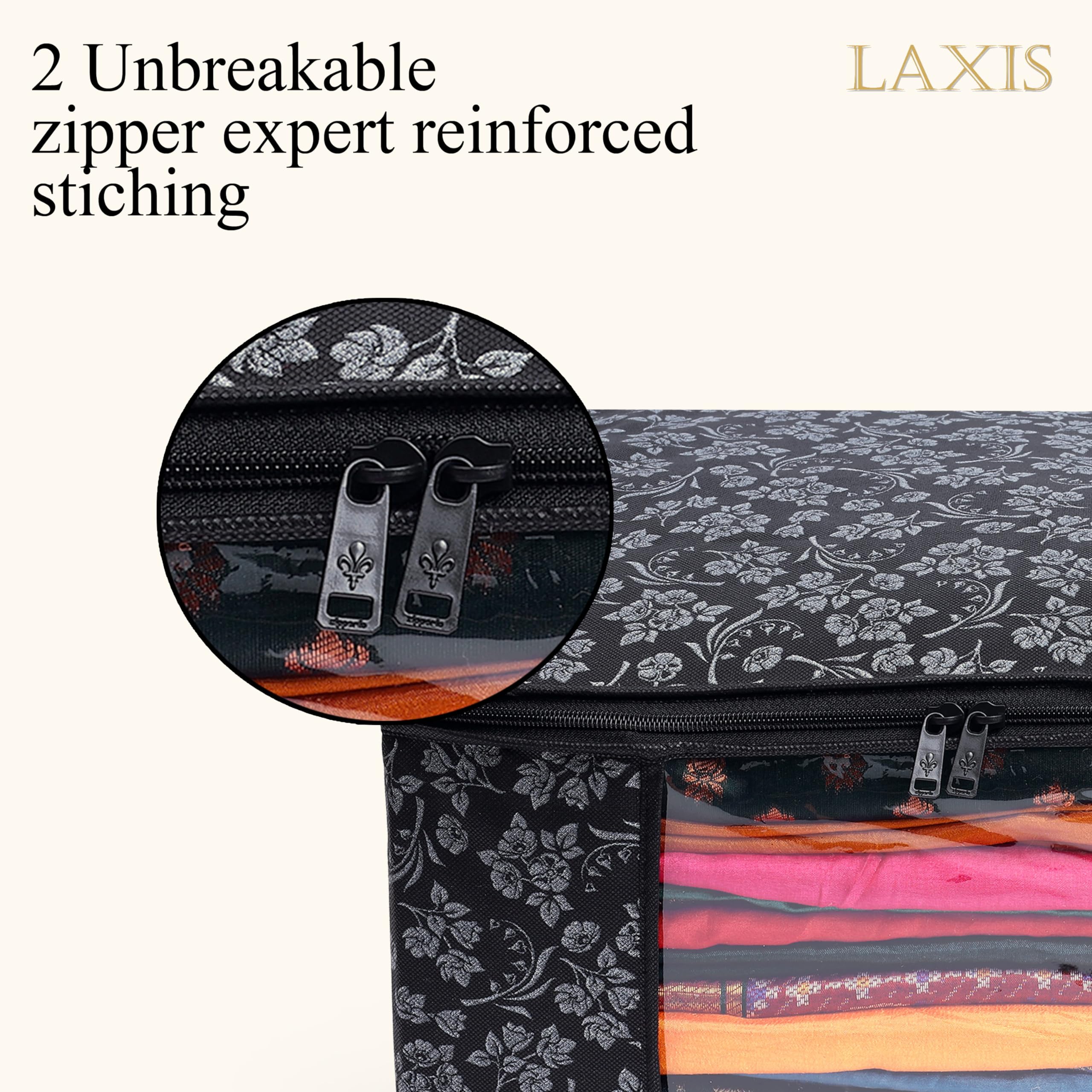LAXIS Saree Covers With Zip Non-Woven Printed Saree Cover/Saree Organizer For Wardrobe/Cloth Storage/Organizer With Transparent