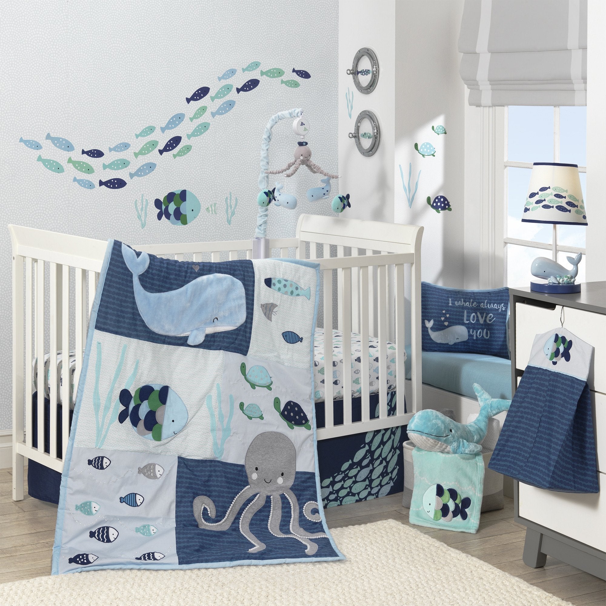 Lambs & Ivy Oceania Aqua/Blue Aquatic Fish Wall Decals/Stickers