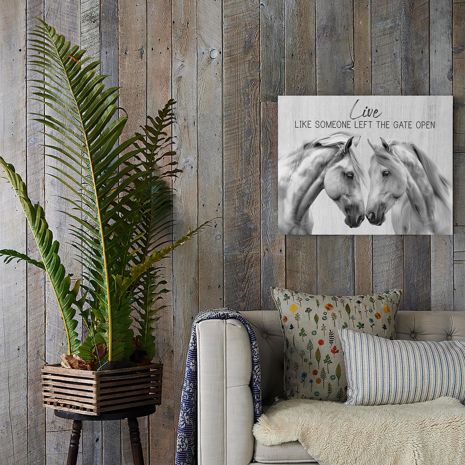 Luslya White Religious Horse Canvas Wall Art Rustic Horse Picture Wall Decor Framed Christian Horse Posters Gifts For Girls For